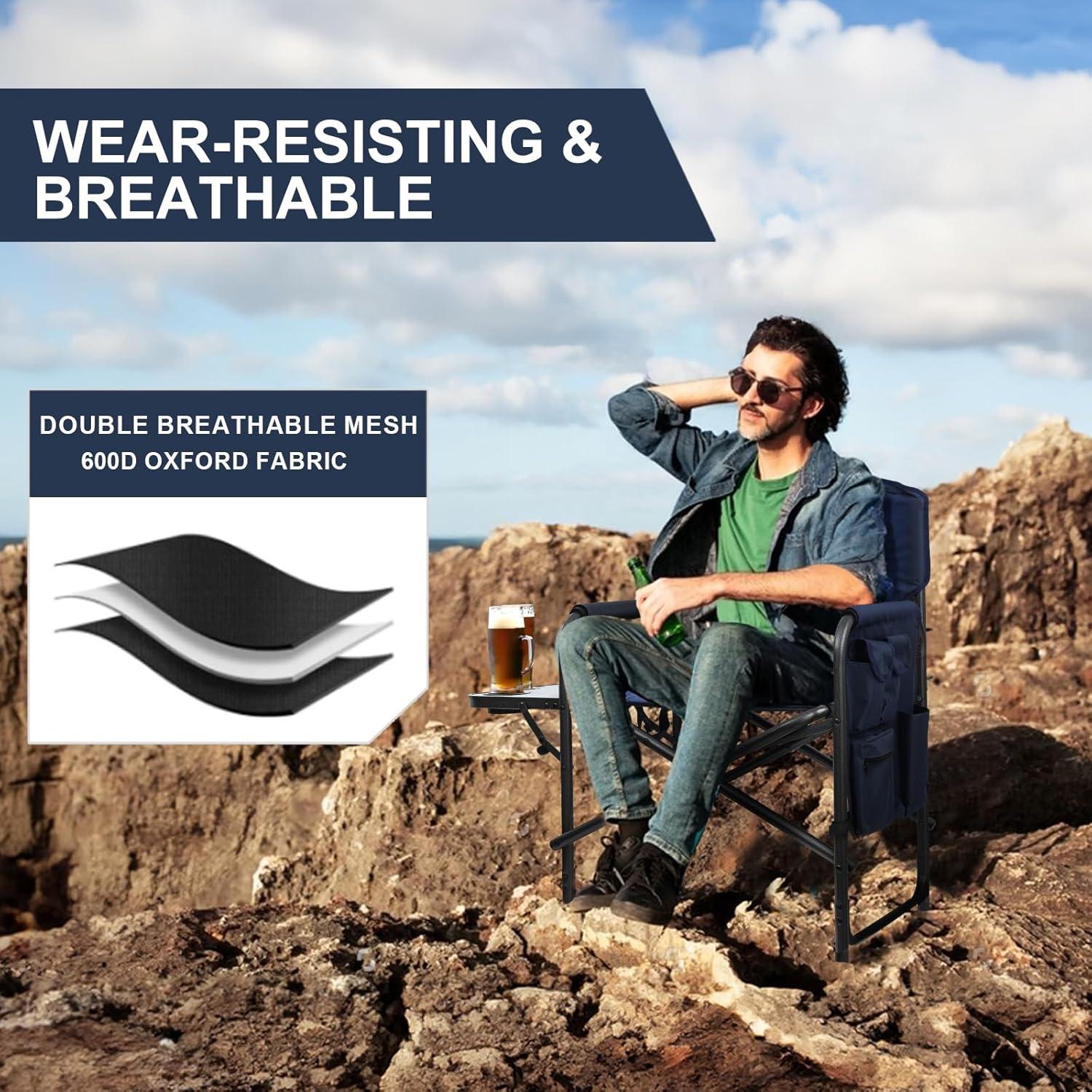 Silla de Camping Yestomo Plegable con Mesa Lateral Azul