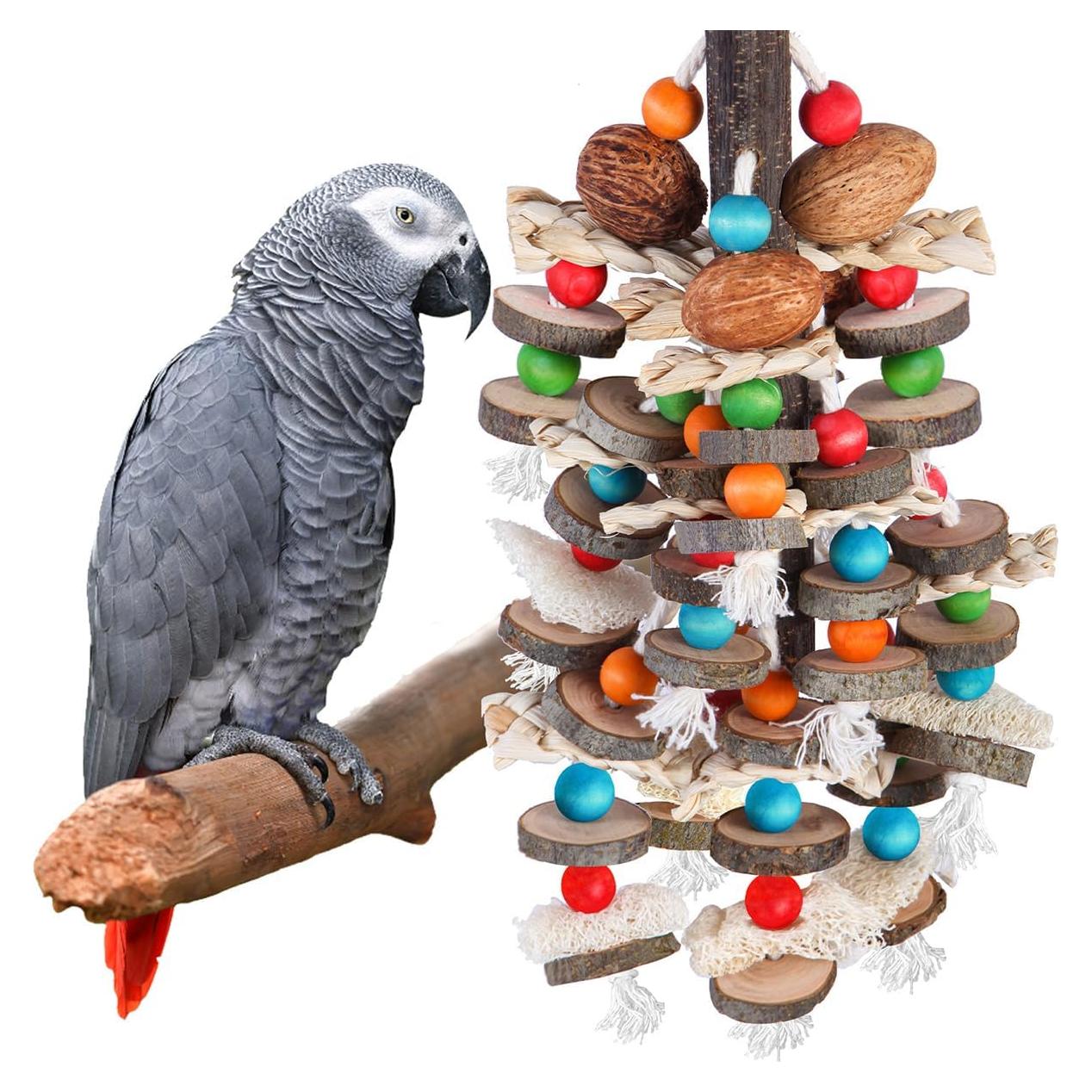 Juguete para Loros BBjinronjy de Madera y Nueces 32.8 cm