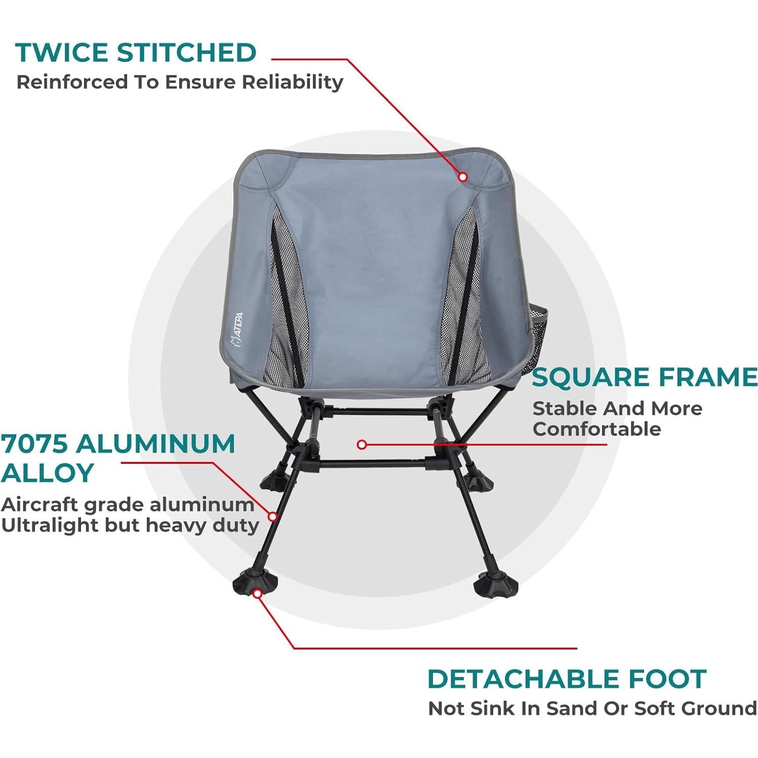 Silla de Camping ATEPA Ultraligera Plegable 1.09 kg