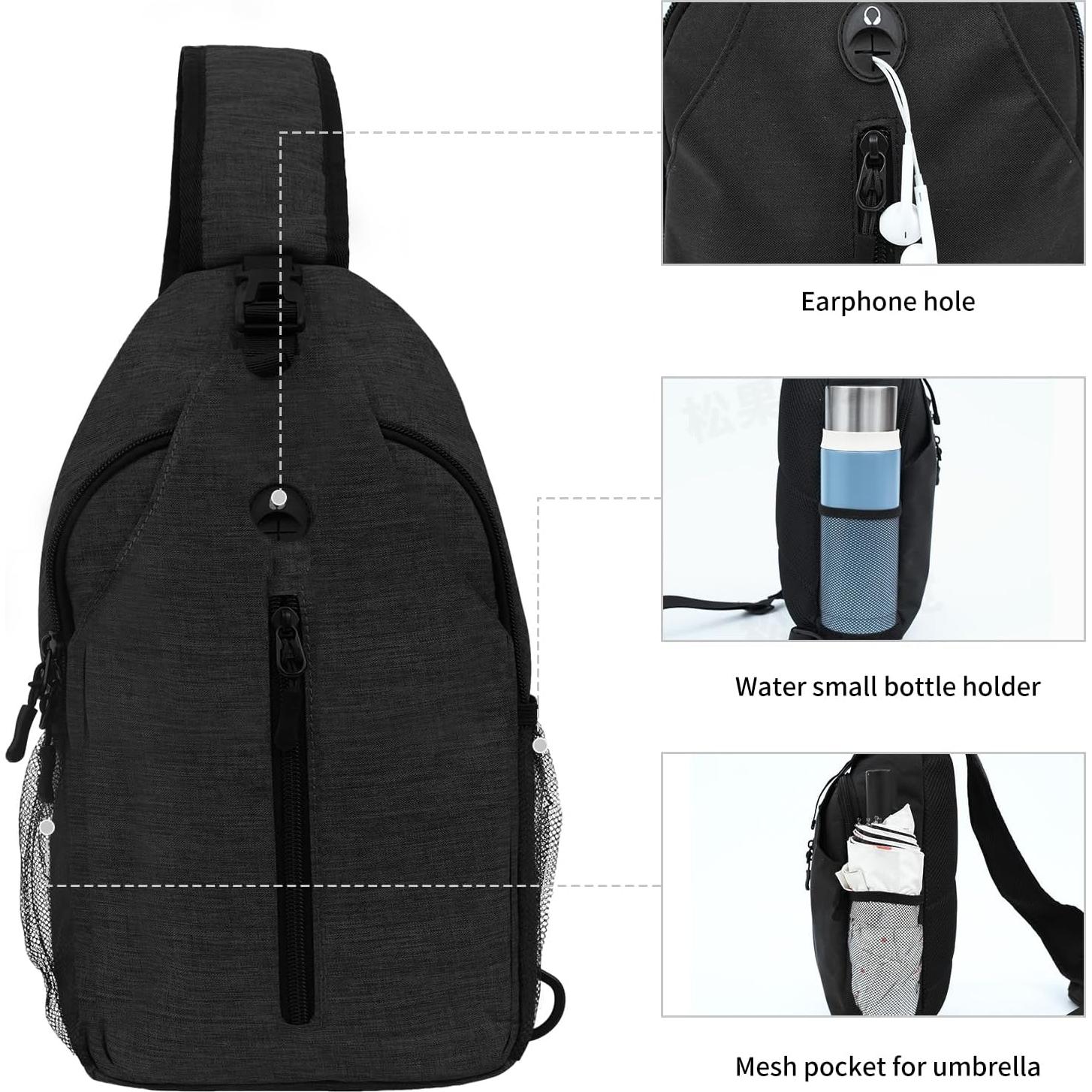 Mochila Crossbody Monoki 38x9x18cm Unisex Negra