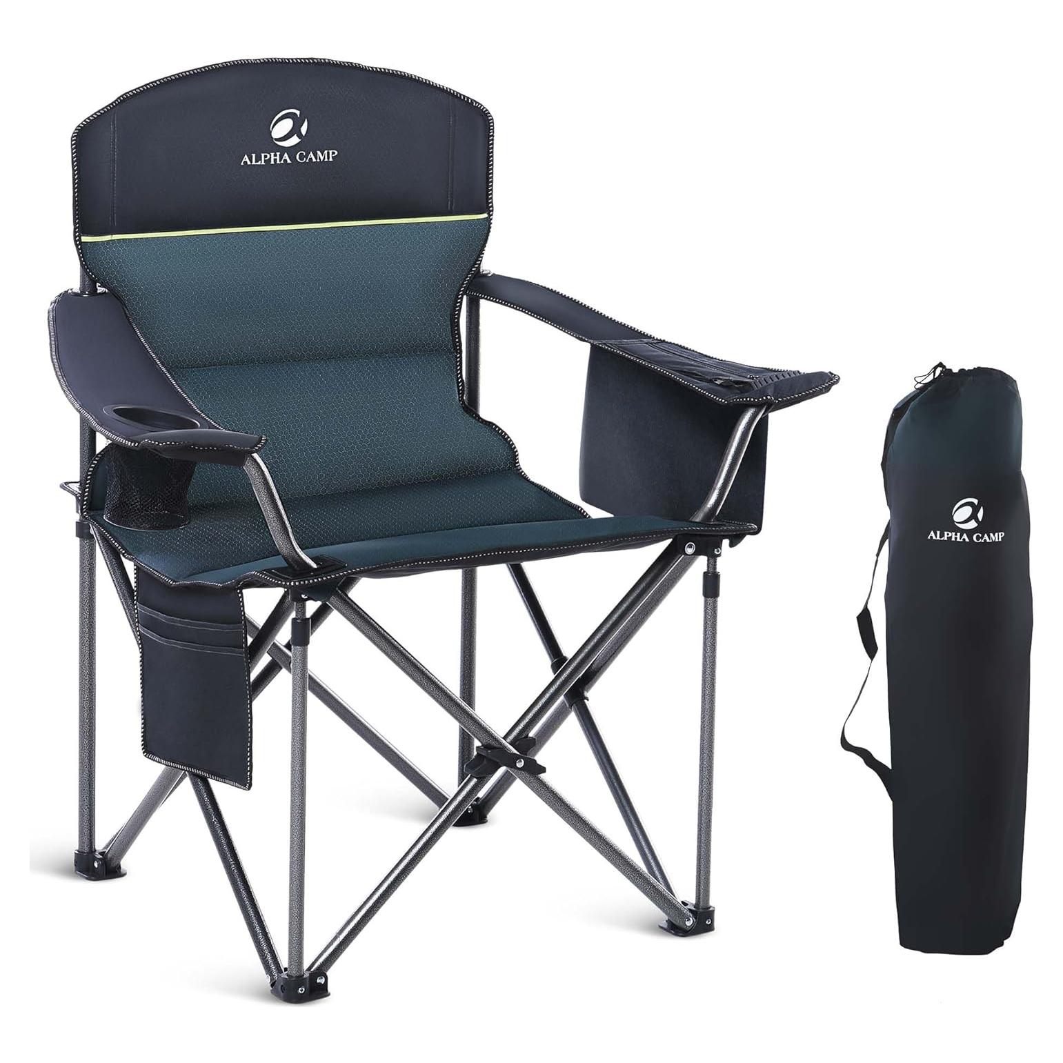 Silla de Camping Plegable LET'S CAMP Charles Verde 204kg