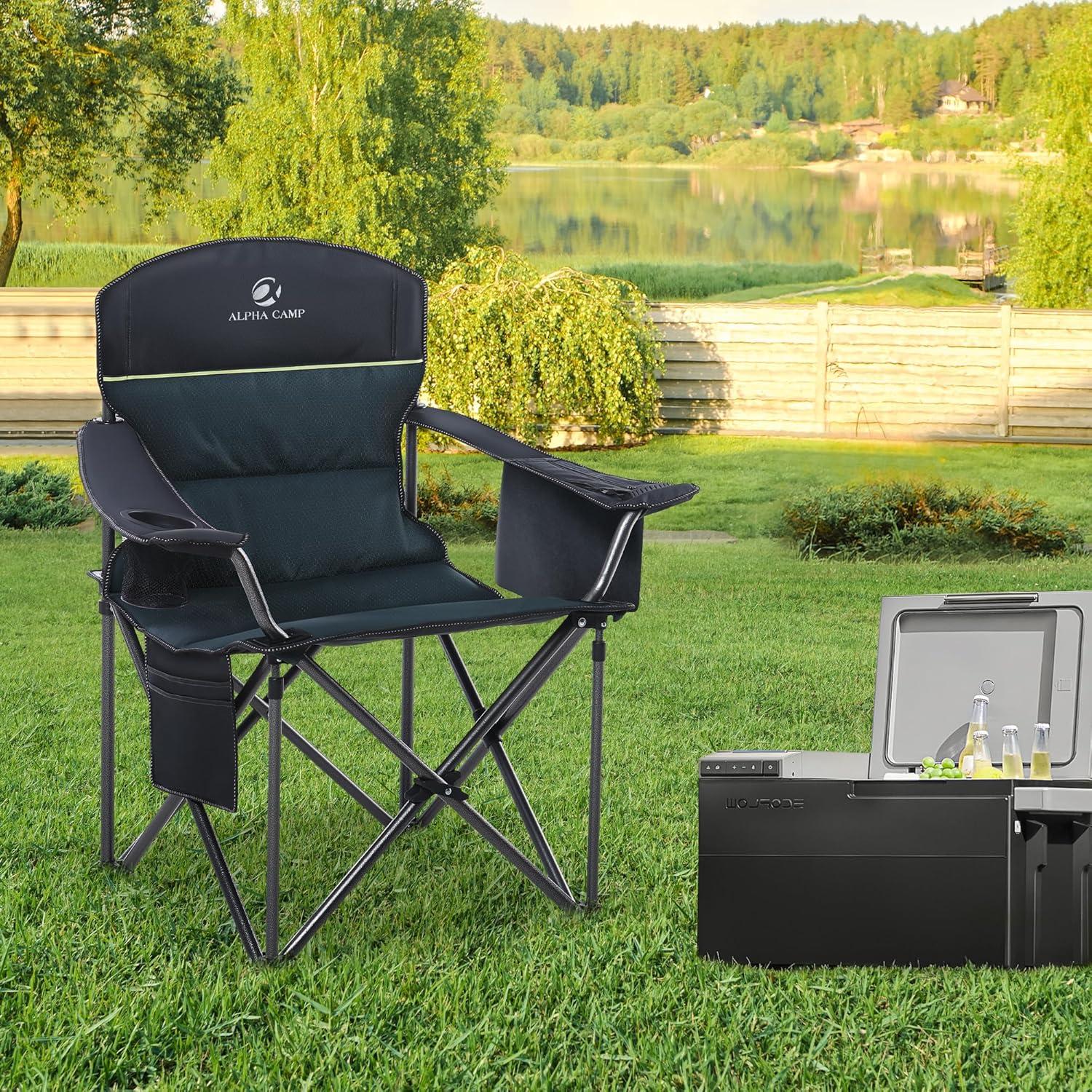 Silla de Camping Plegable LET'S CAMP Charles Verde 204kg