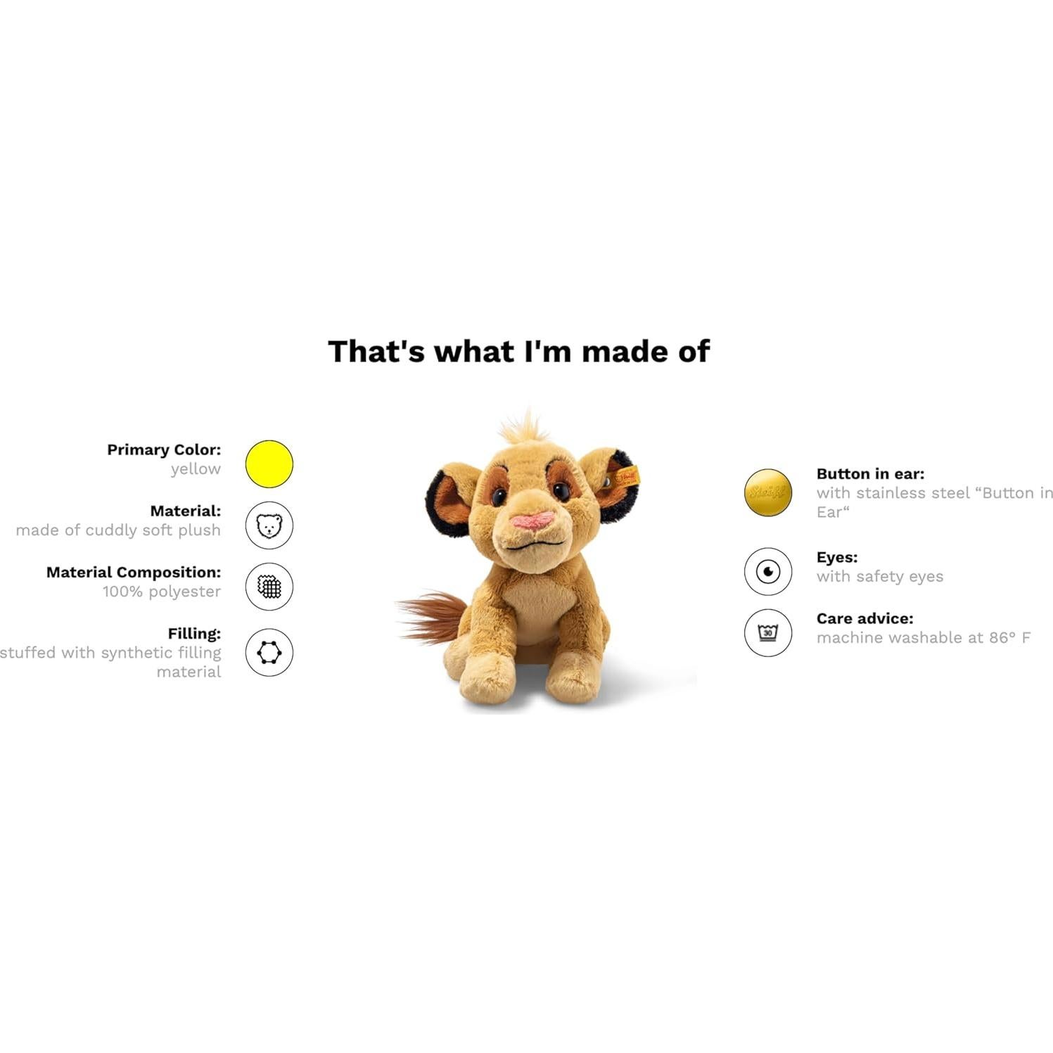 Peluche Simba Steiff 25.4 cm Amigos Suaves Original