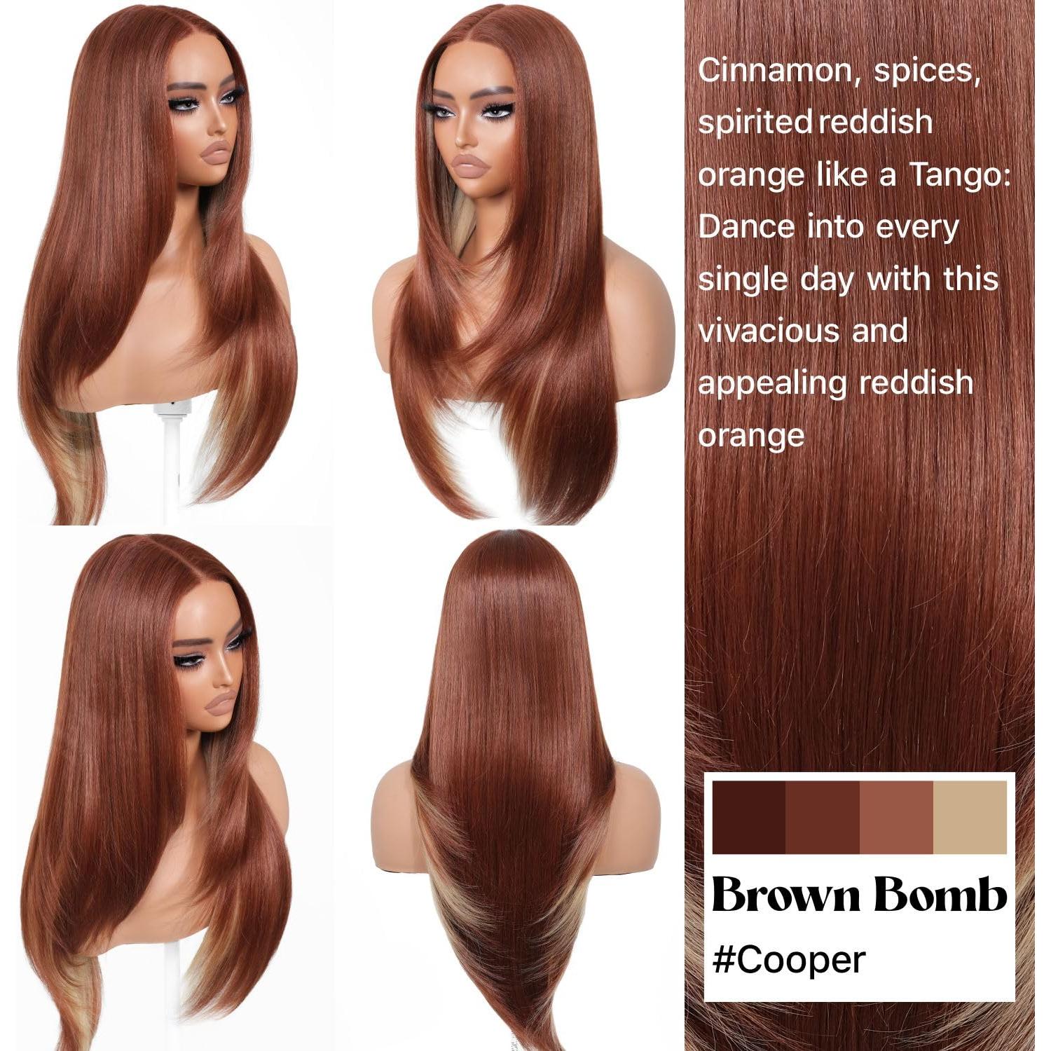 Peluca Sintética BrownBomb 66 cm Rubia Cooper Sin Pegamento