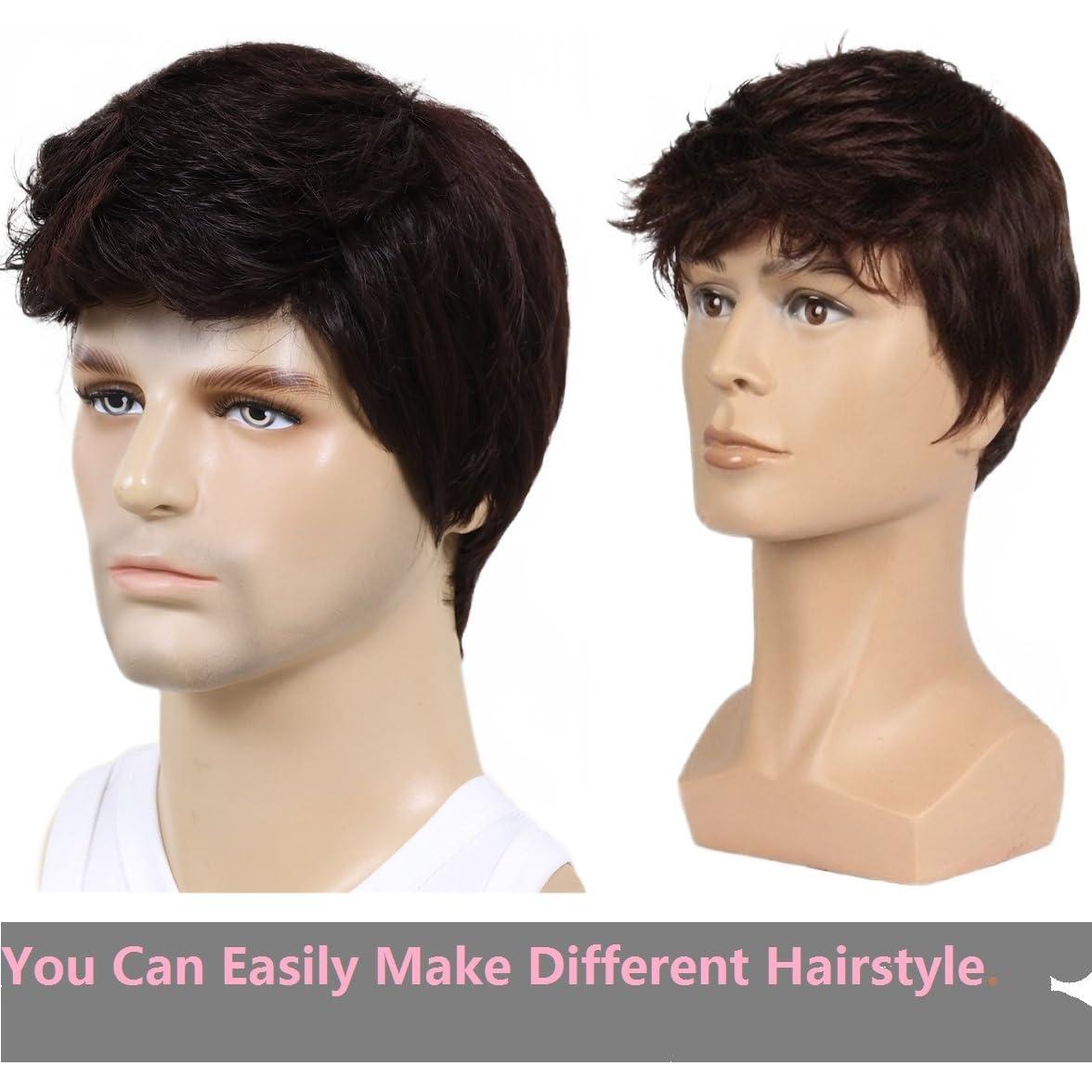 Peluca Corta Marrón para Hombre BEAUTY FLAG Sintética