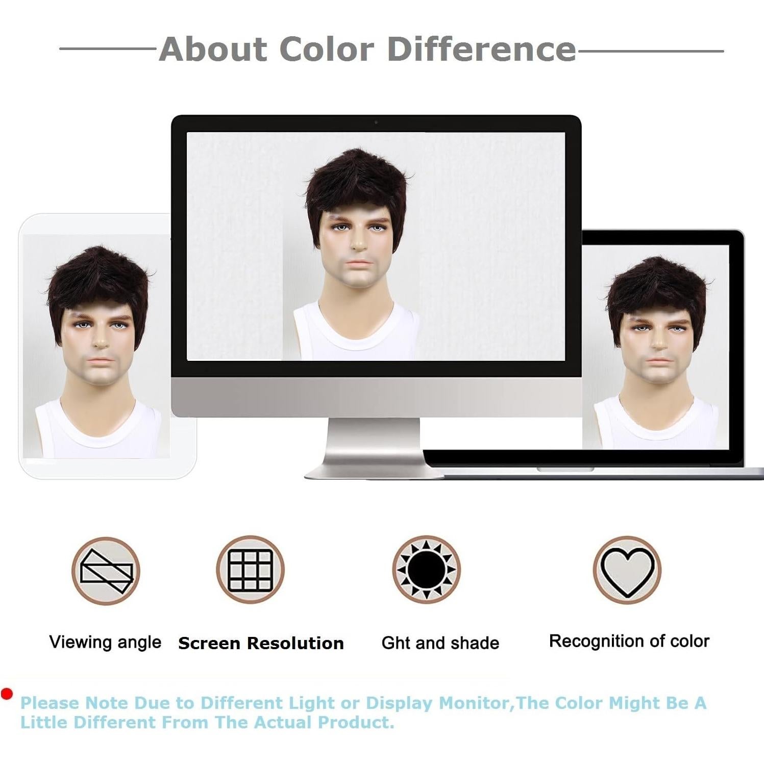 Peluca Corta Marrón para Hombre BEAUTY FLAG Sintética