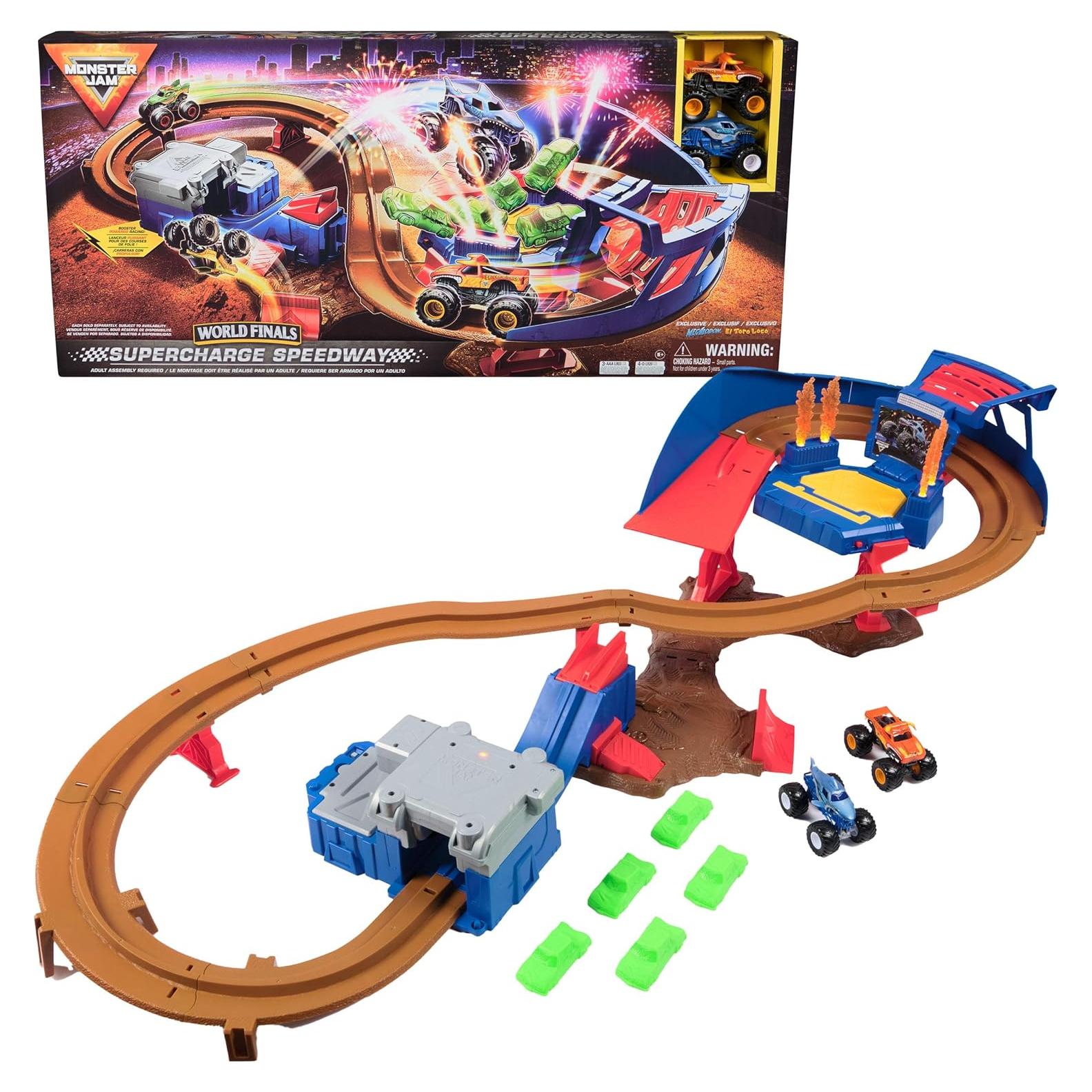 Juego de Mesa Monster Jam Supercharge Speedway con 2 Camiones 1:64