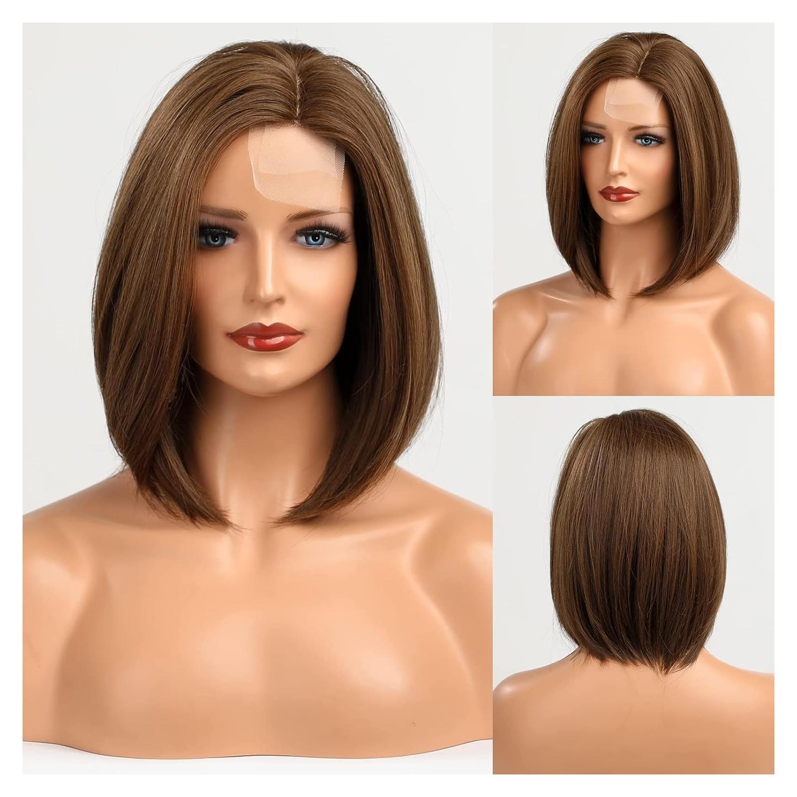 Peluca Bob Marrón HAIRCUBE 30 cm Sintética Resistente