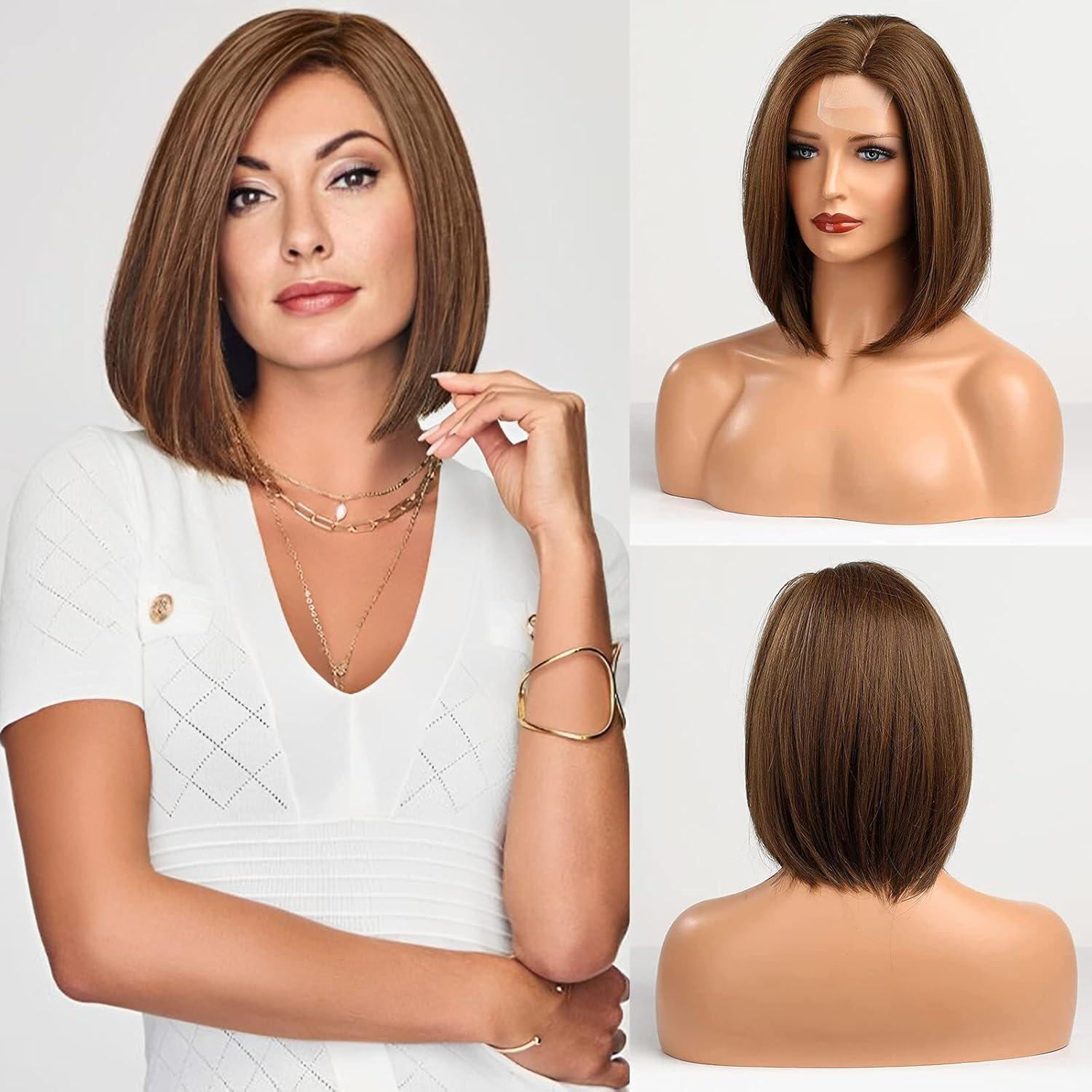 Peluca Bob Marrón HAIRCUBE 30 cm Sintética Resistente