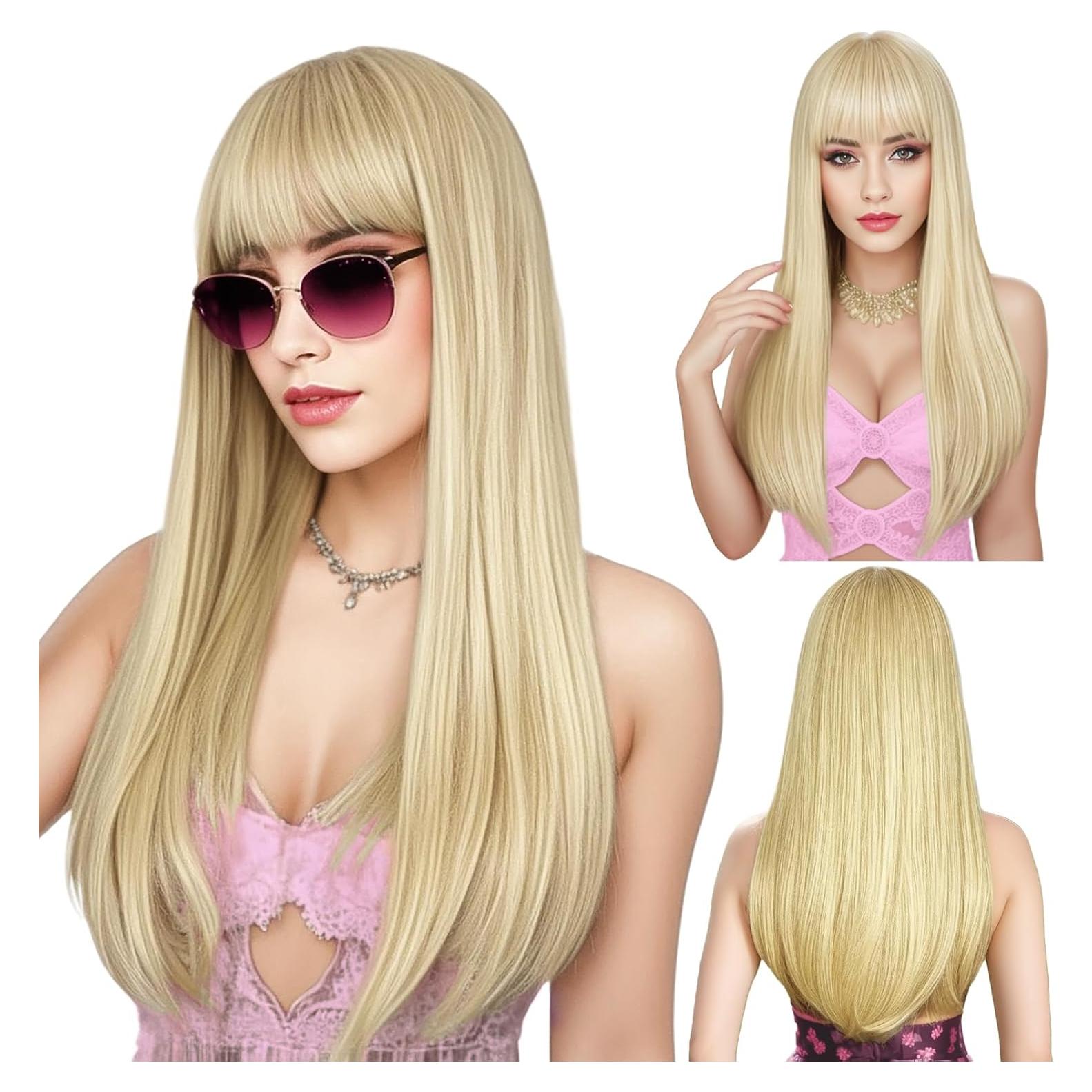 Peluca Rubia con Flequillo ENTRANCED STYLES 55,88 cm