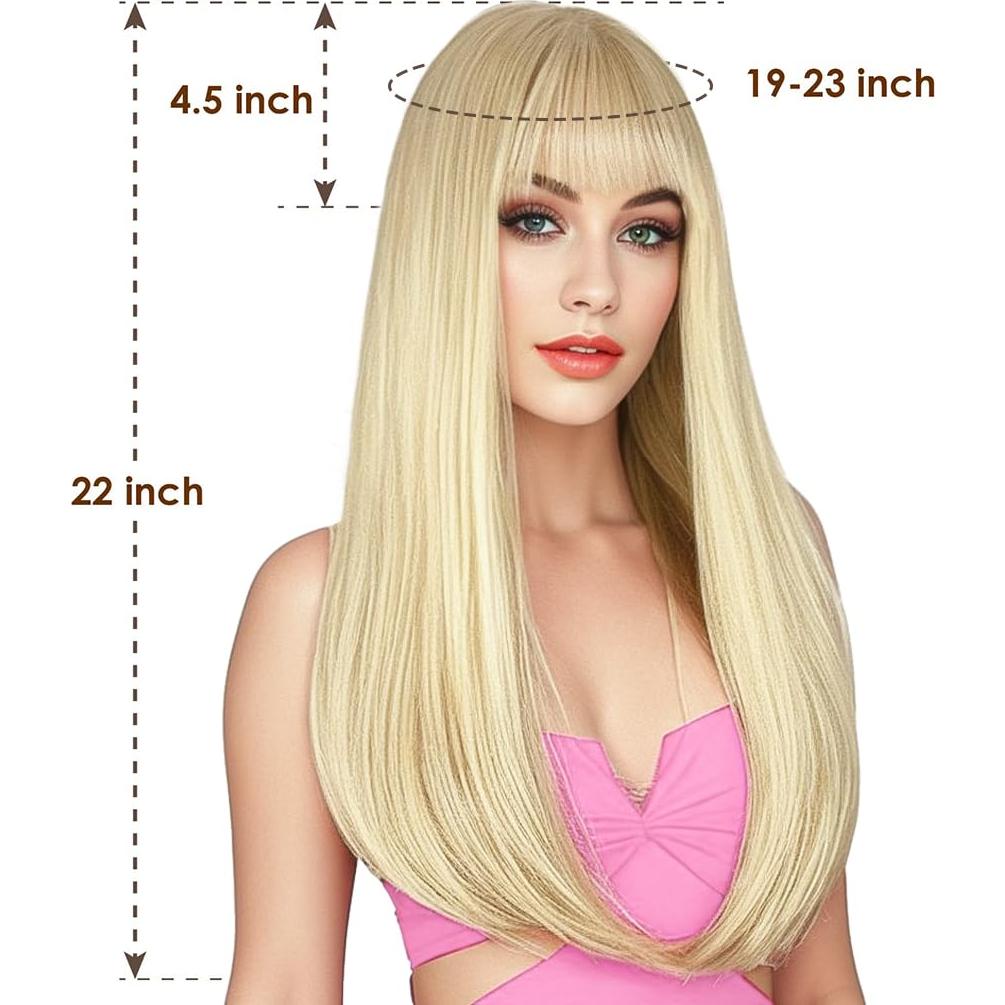 Peluca Rubia con Flequillo ENTRANCED STYLES 55,88 cm