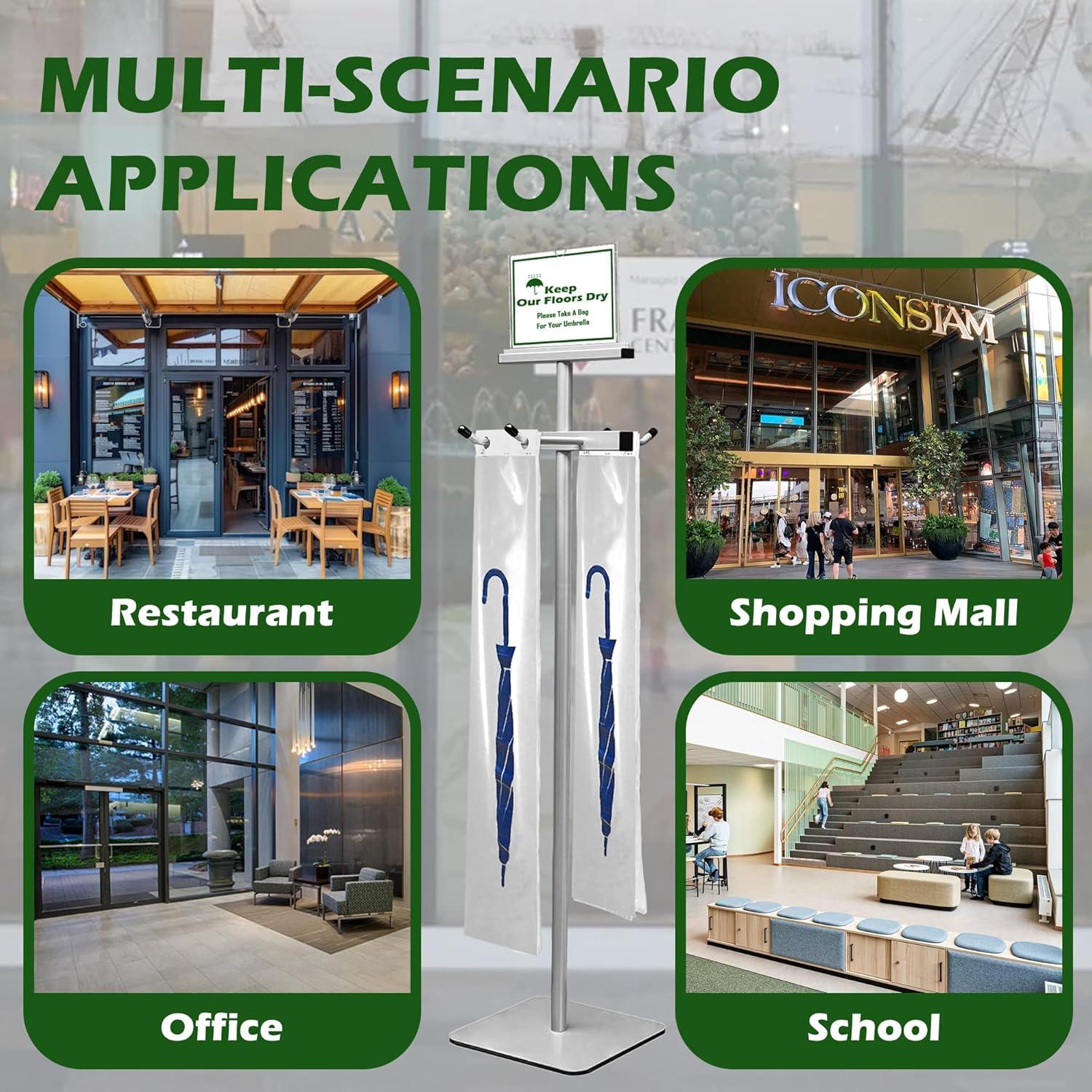 Soporte para Bolsas de Paraguas con 210 Bolsas Desechables Plata