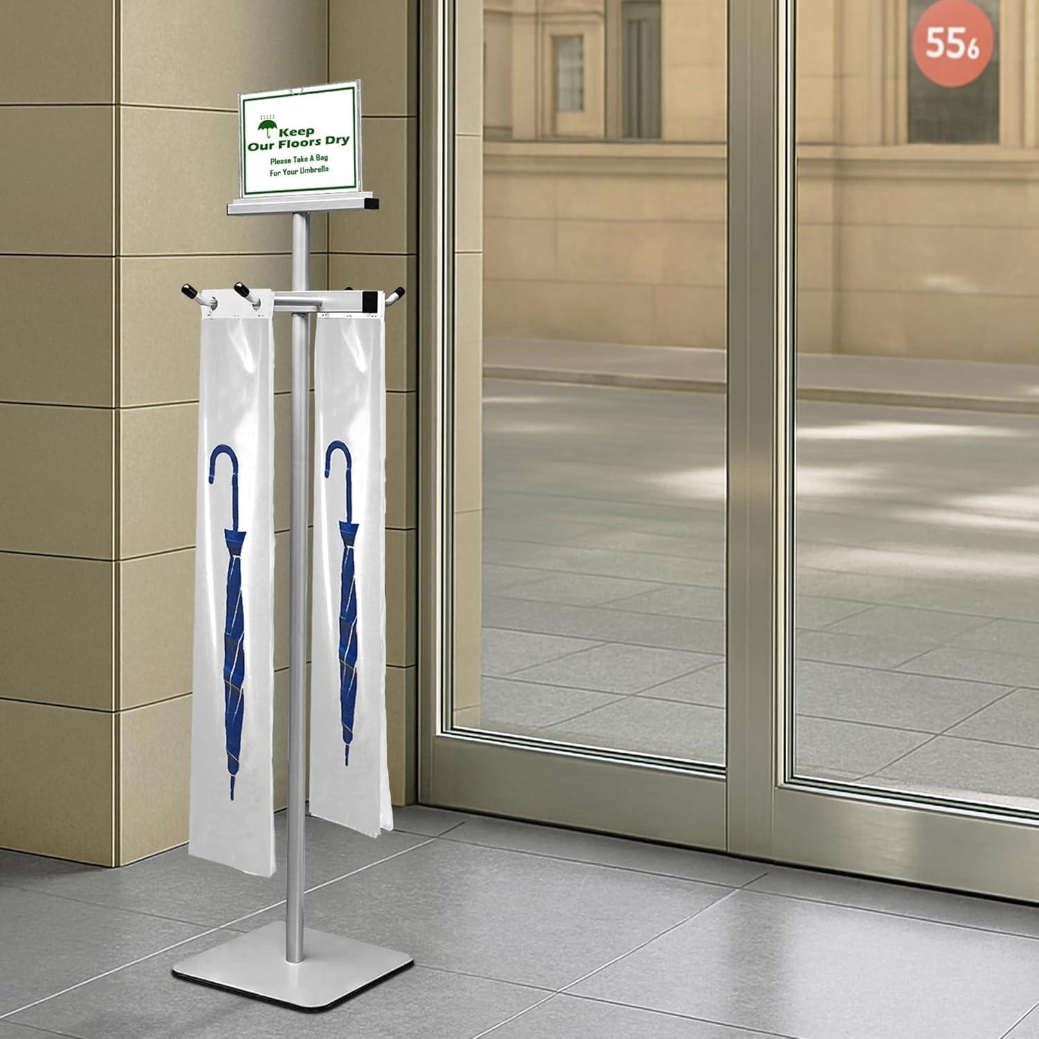 Soporte para Bolsas de Paraguas con 210 Bolsas Desechables Plata