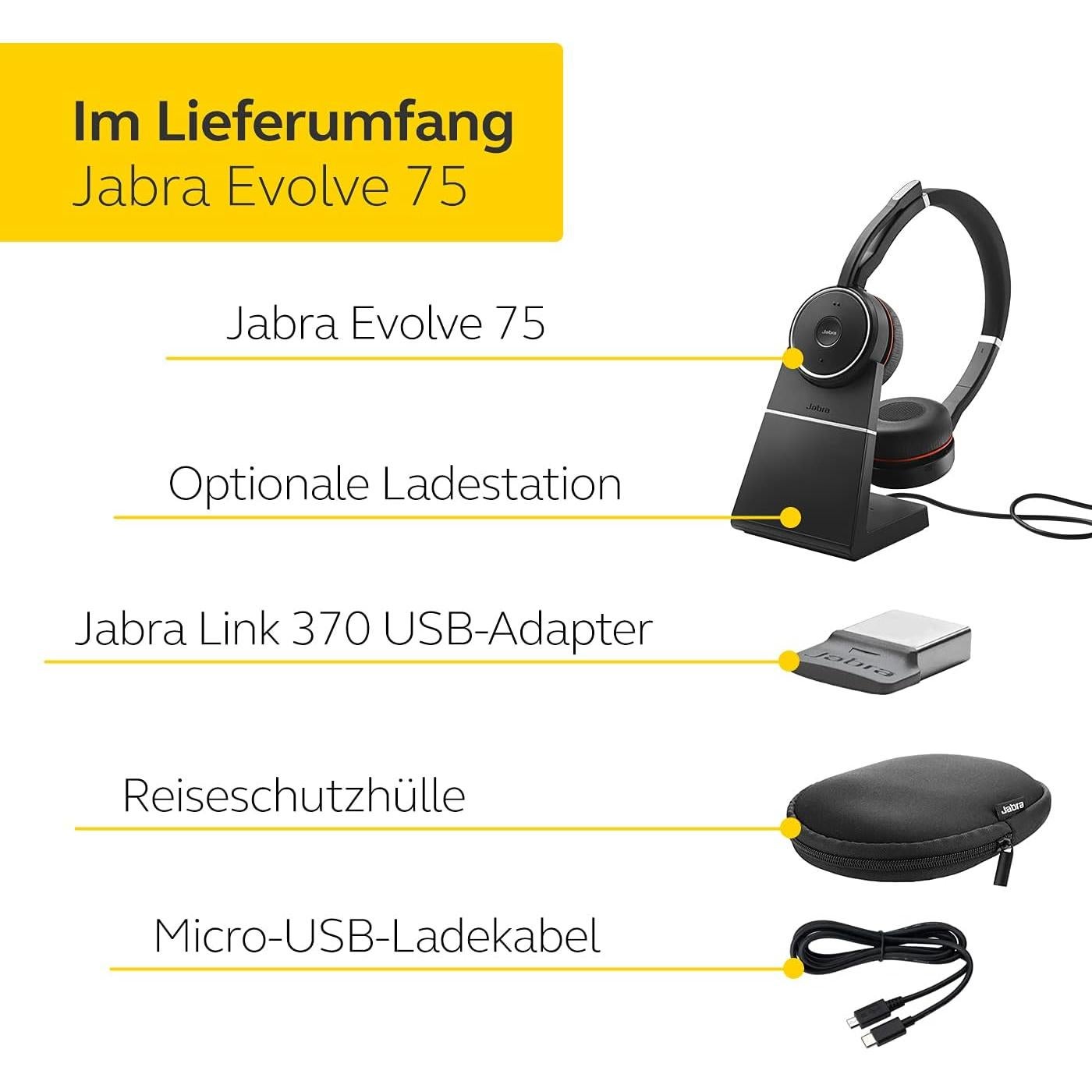 Auricular Inalámbrico Jabra EVOLVE 75 Bluetooth 30.5 m