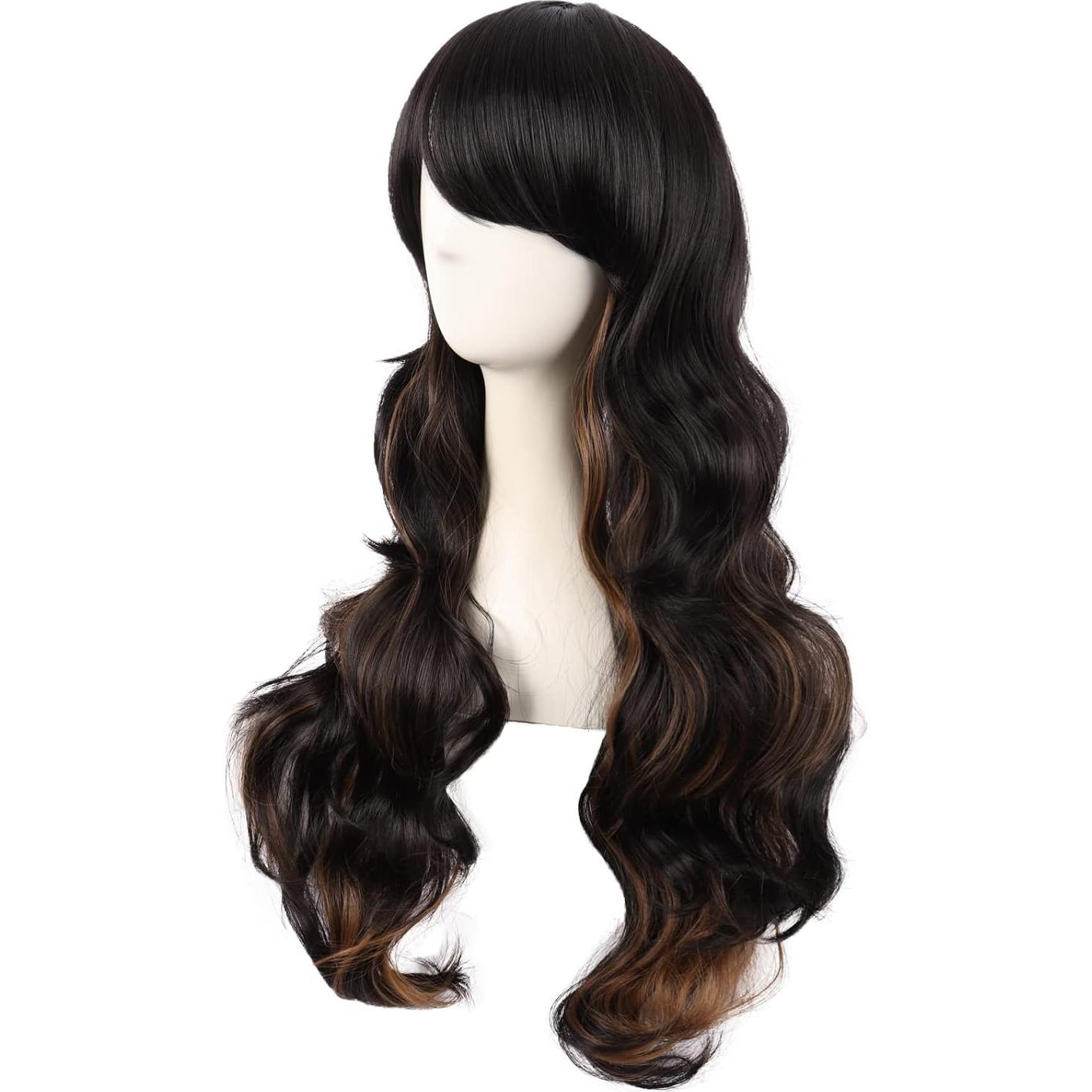 Peluca Sintética MapofBeauty Larga Rizada 70 cm Marrón/Negro