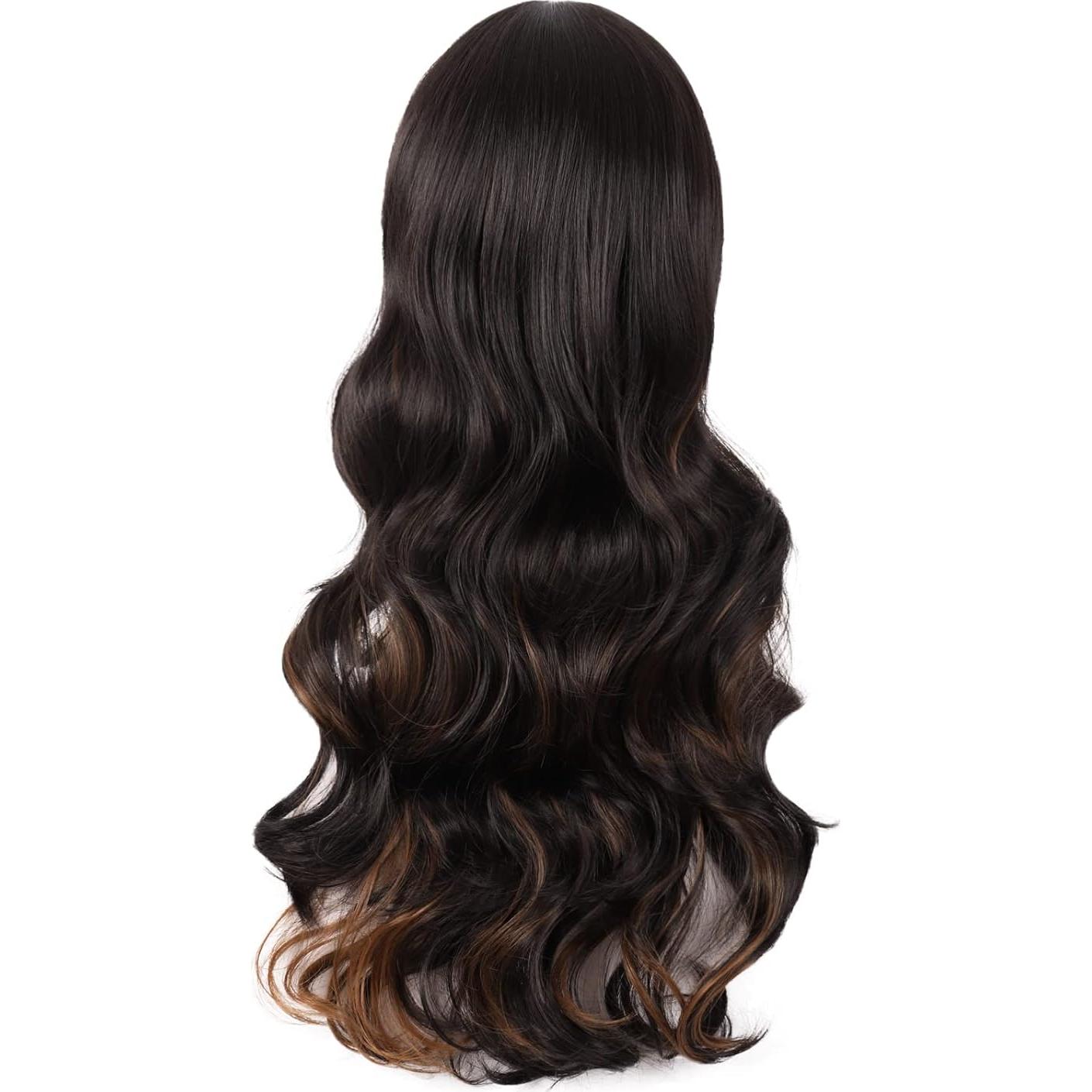 Peluca Sintética MapofBeauty Larga Rizada 70 cm Marrón/Negro