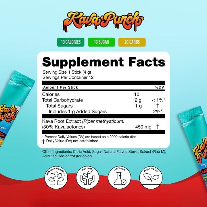 Bebida Relajante Kava Punch - Paquete 12 Bolsitas 68g