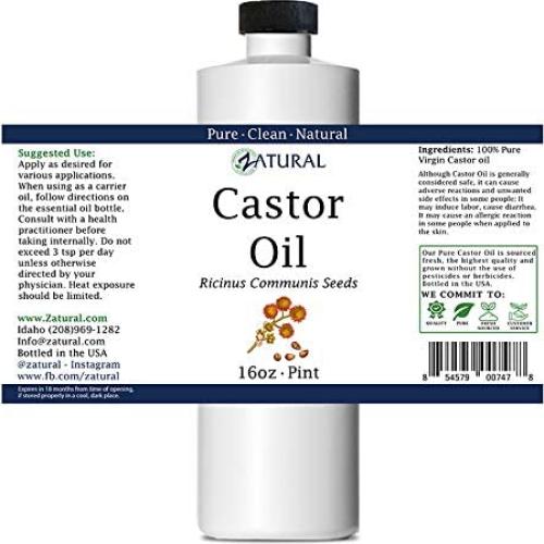 Aceite de Ricino 100% Puro Zatural 473 ml - Crecimiento Cabello y Piel