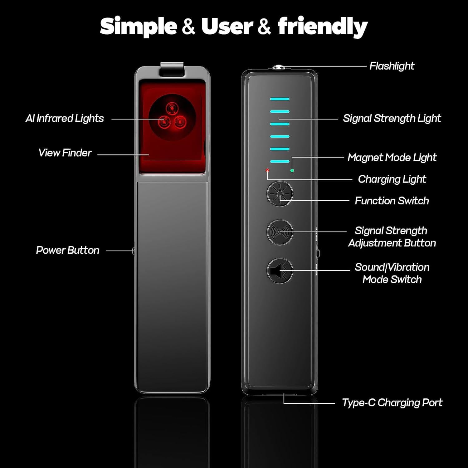Detector de Cámara Oculta Brathird S600 - 4 en 1, 5 Niveles Sensibilidad