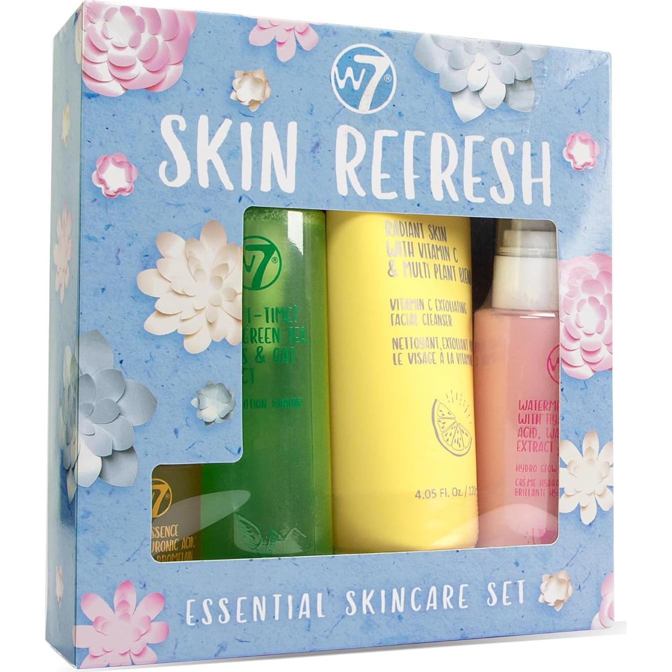Set de Cuidado Facial W7 Skin Refresh | Limpiador, Tónico, Suero y Hidratante