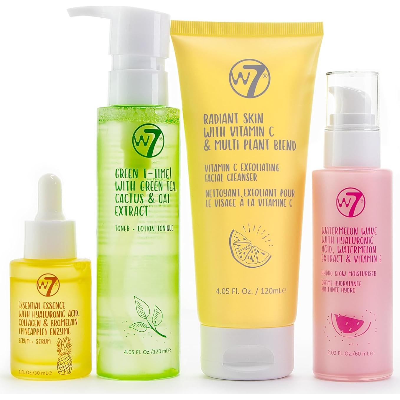 Set de Cuidado Facial W7 Skin Refresh | Limpiador, Tónico, Suero y Hidratante