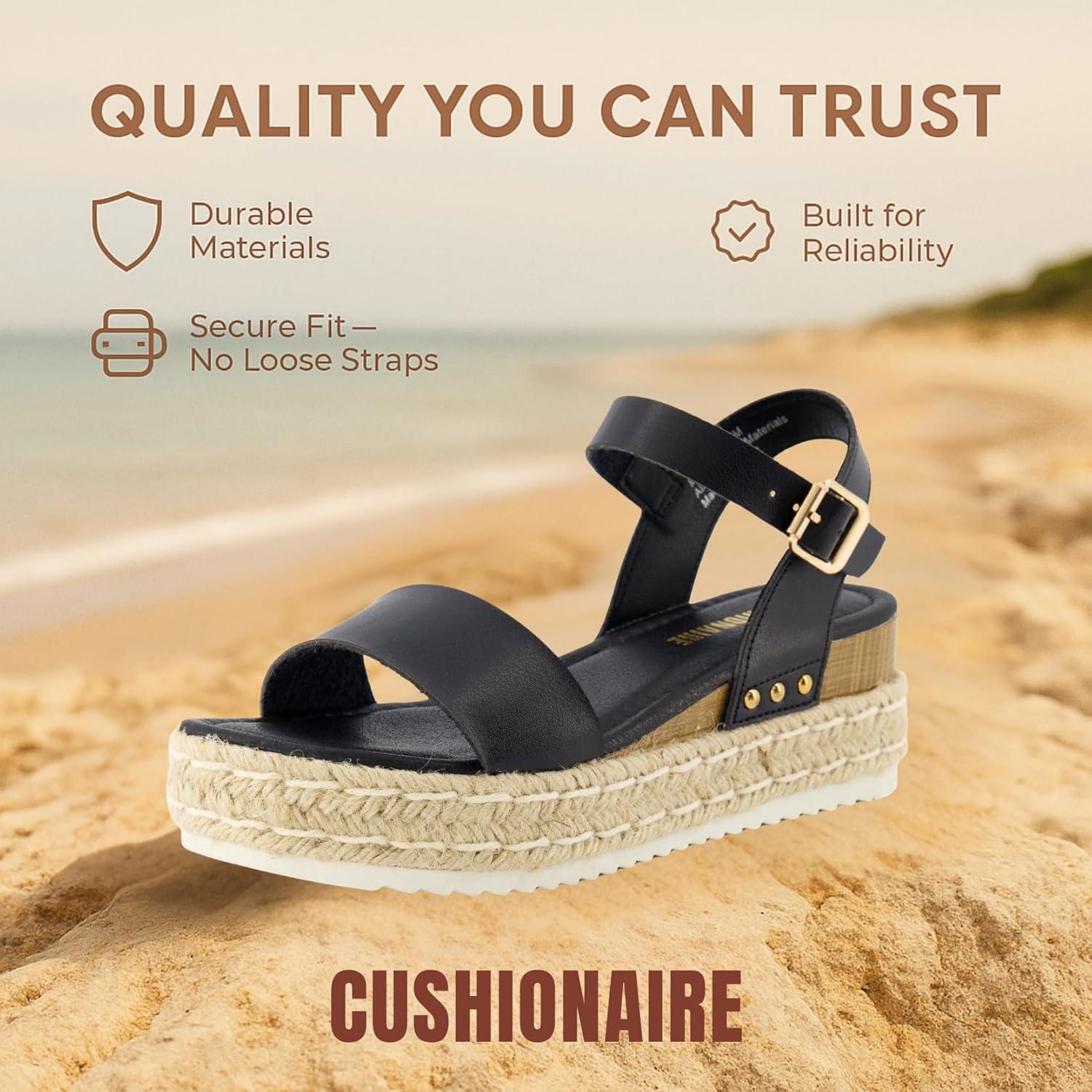 Sandalias de Plataforma Espadrille Cushionaire Melissa para Mujeres - Correa Ajustable y Plantilla de Espuma