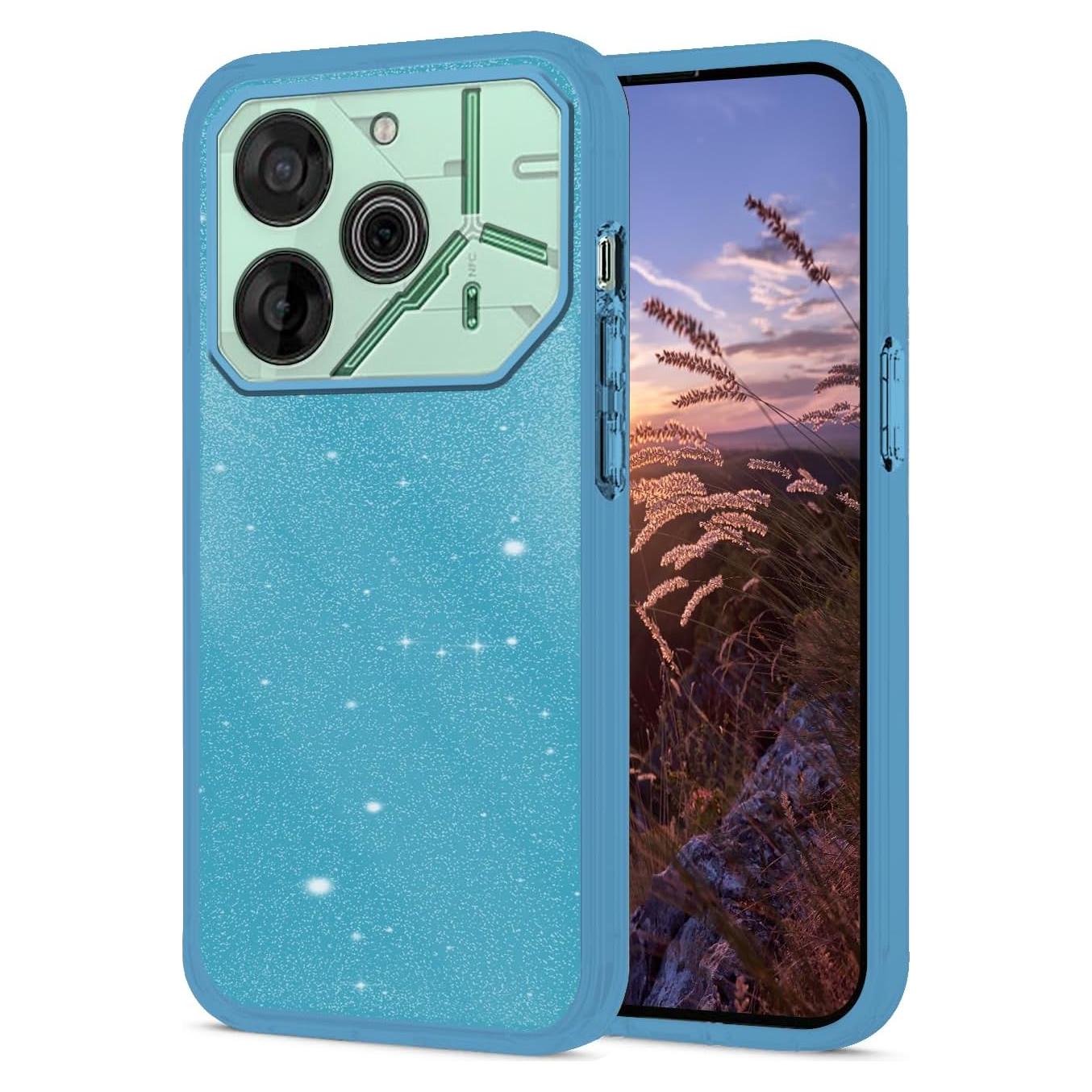 Funda Protectora Tecno Pova 6 Pro Wousunly Azul Brillo TPU PC