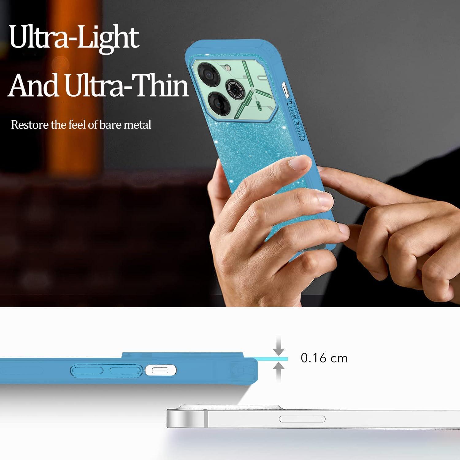 Funda Protectora Tecno Pova 6 Pro Wousunly Azul Brillo TPU PC