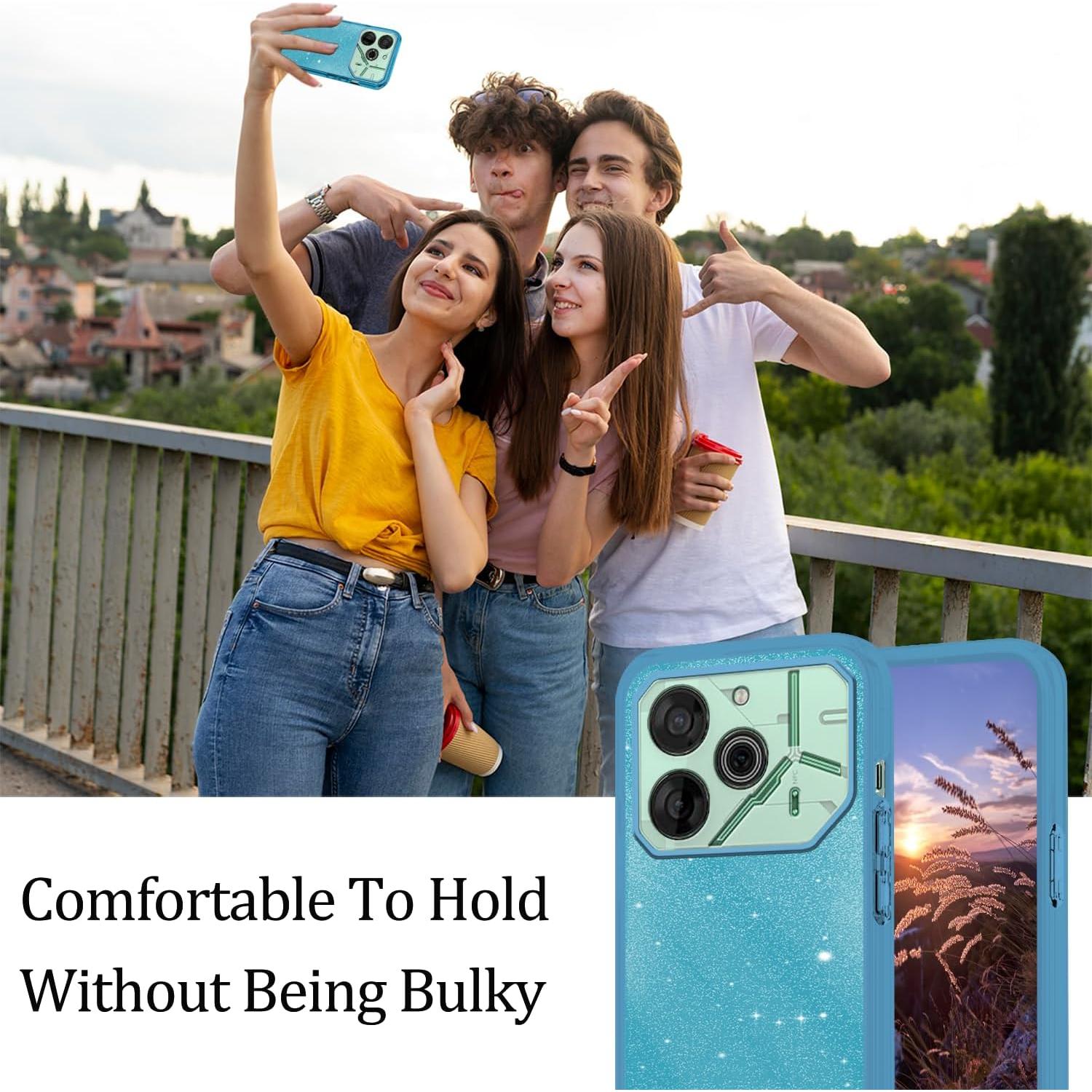 Funda Protectora Tecno Pova 6 Pro Wousunly Azul Brillo TPU PC