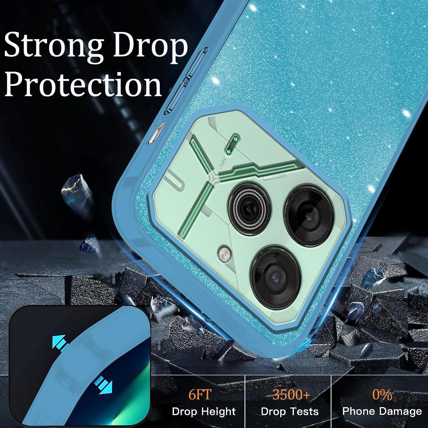 Funda Protectora Tecno Pova 6 Pro Wousunly Azul Brillo TPU PC