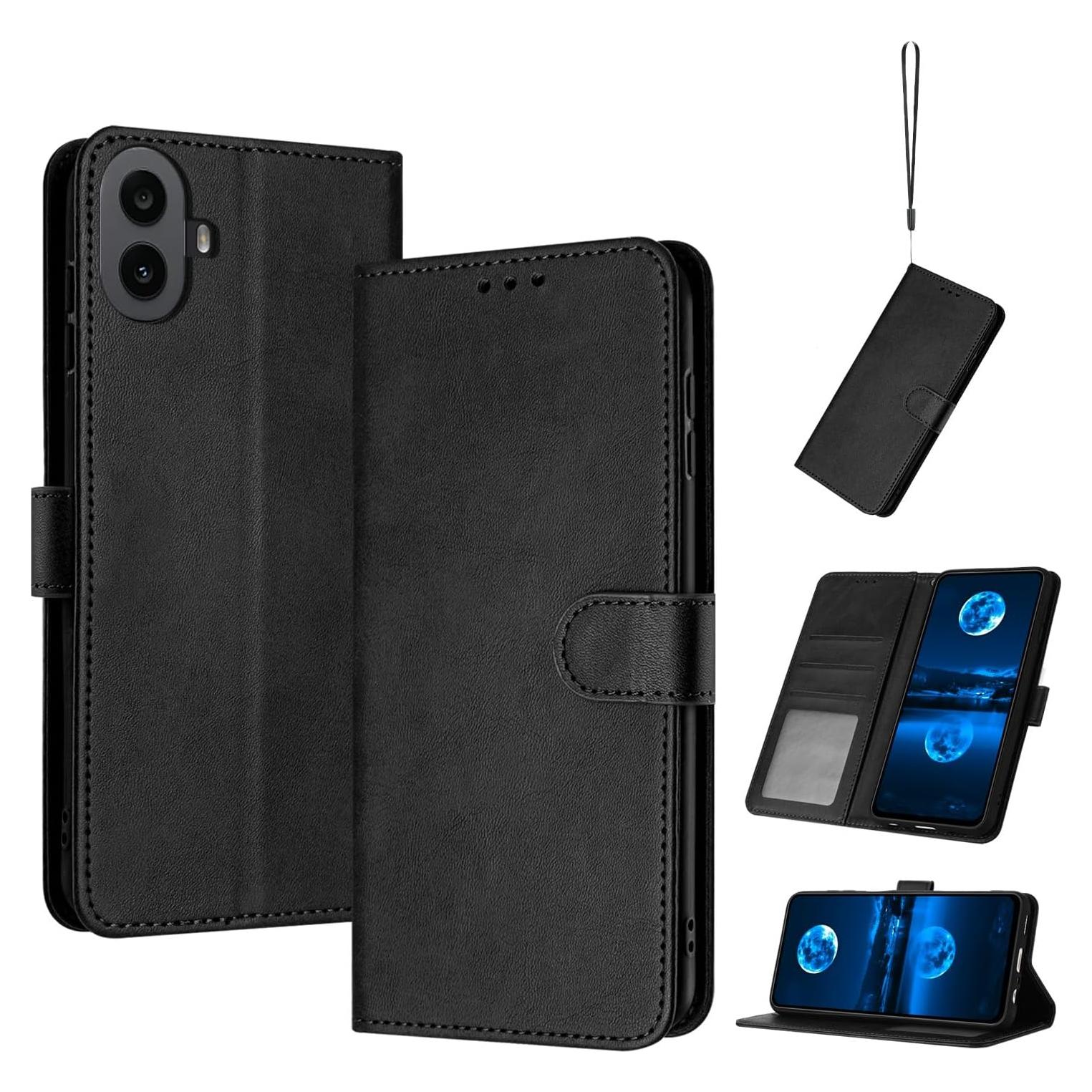 Funda de cuero PU Kukoufey para Nothing CMF Phone 1 - Negra