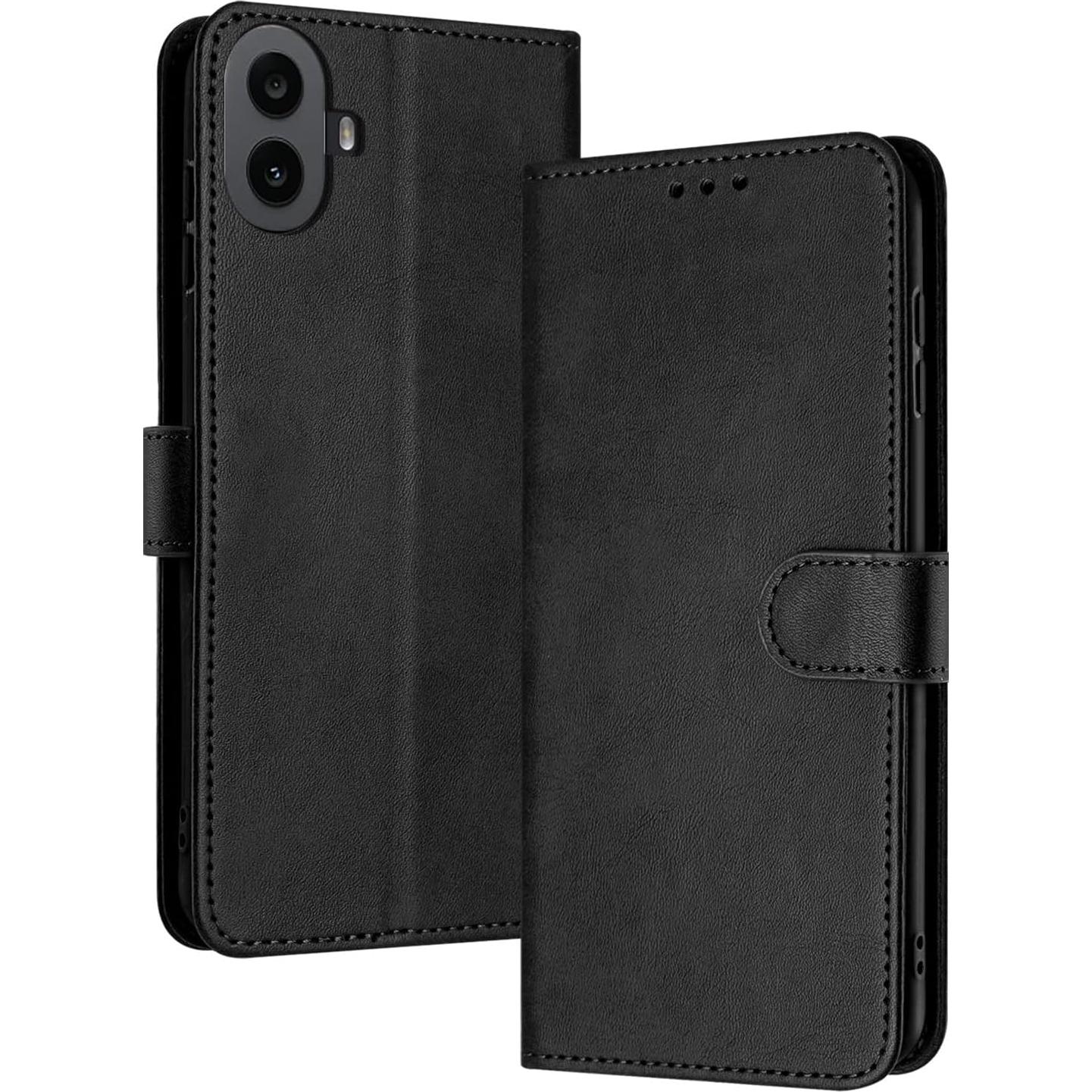 Funda de cuero PU Kukoufey para Nothing CMF Phone 1 - Negra