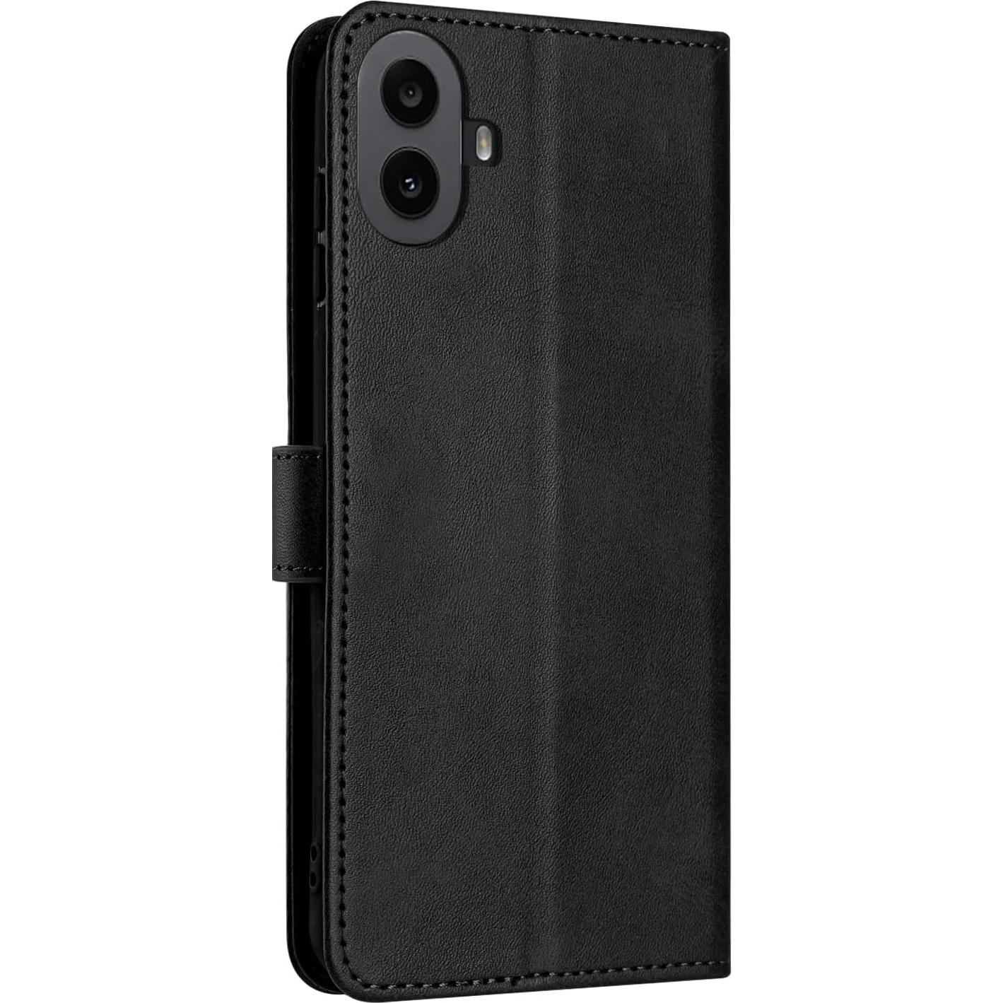 Funda de cuero PU Kukoufey para Nothing CMF Phone 1 - Negra