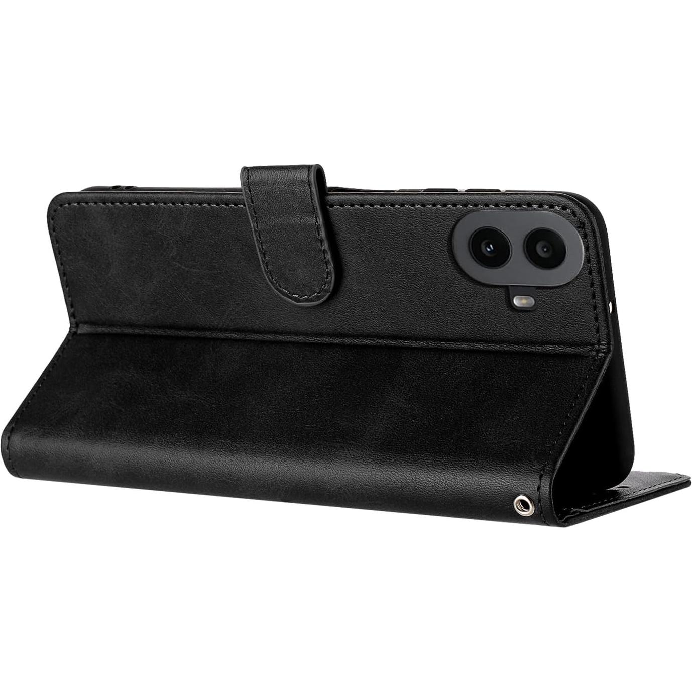 Funda de cuero PU Kukoufey para Nothing CMF Phone 1 - Negra