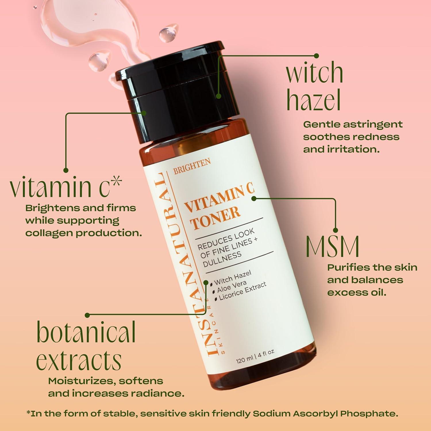 Tónico Facial Vitamina C InstaNatural 118ml Aclara y Equilibra