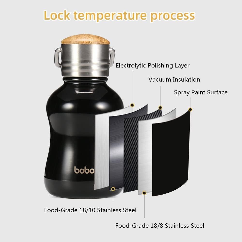 Botella Térmica Aislada YOHKOH 190 ml Acero Inoxidable Negro