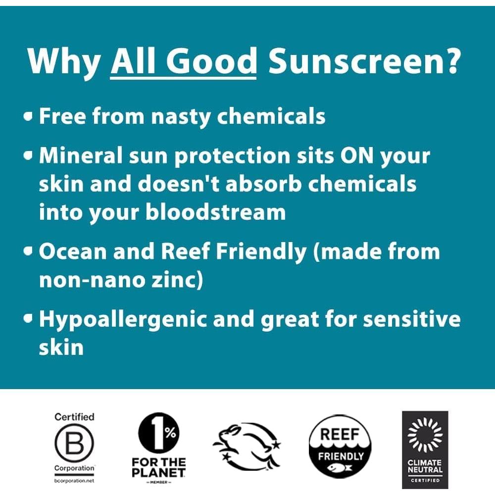 Protector Solar Mineral All Good SPF 30 - 85 g, Resistente al Agua