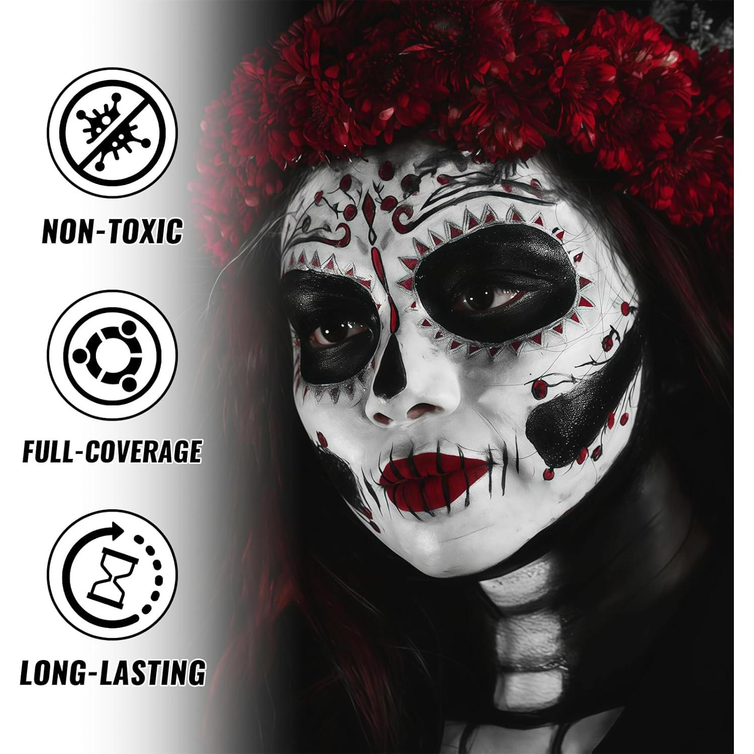 Pintura Facial y Corporal Negra YBUETE 60g Cobertura Completa