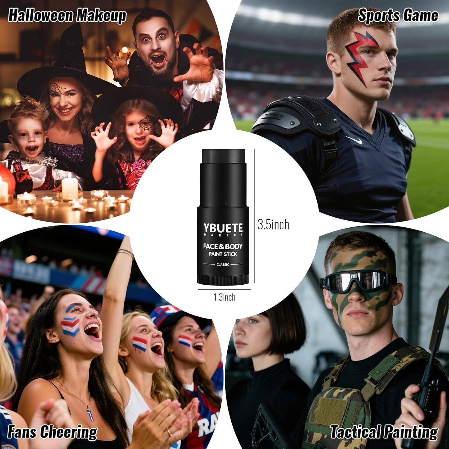 Pintura Facial y Corporal Negra YBUETE 60g Cobertura Completa