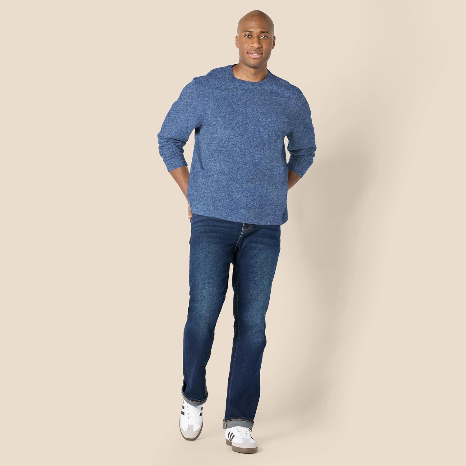 Camiseta de Cuello Redondo Amazon Essentials Hombre Azul Jaspeado