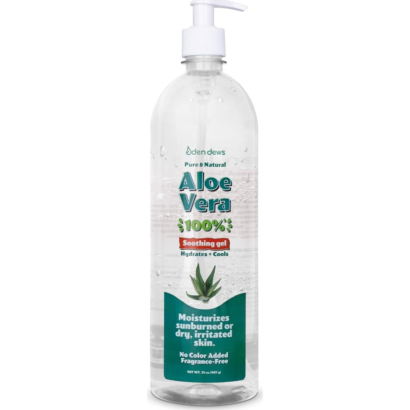 Gel de Aloe Vera Orgánico 100% Puro Eden Dews 907g Hidratante