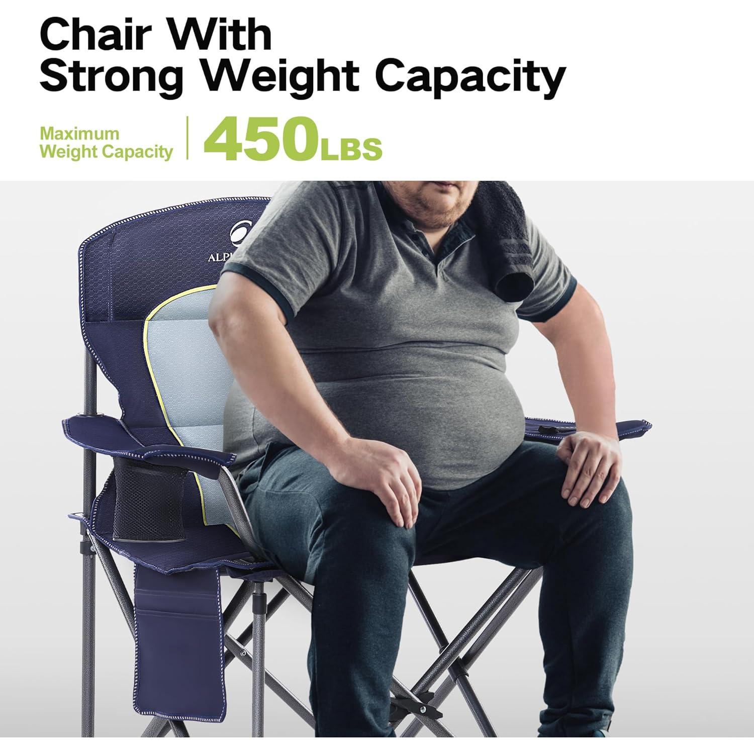 Silla de Camping Plegable Green Party XL Azul con Porta Vasos