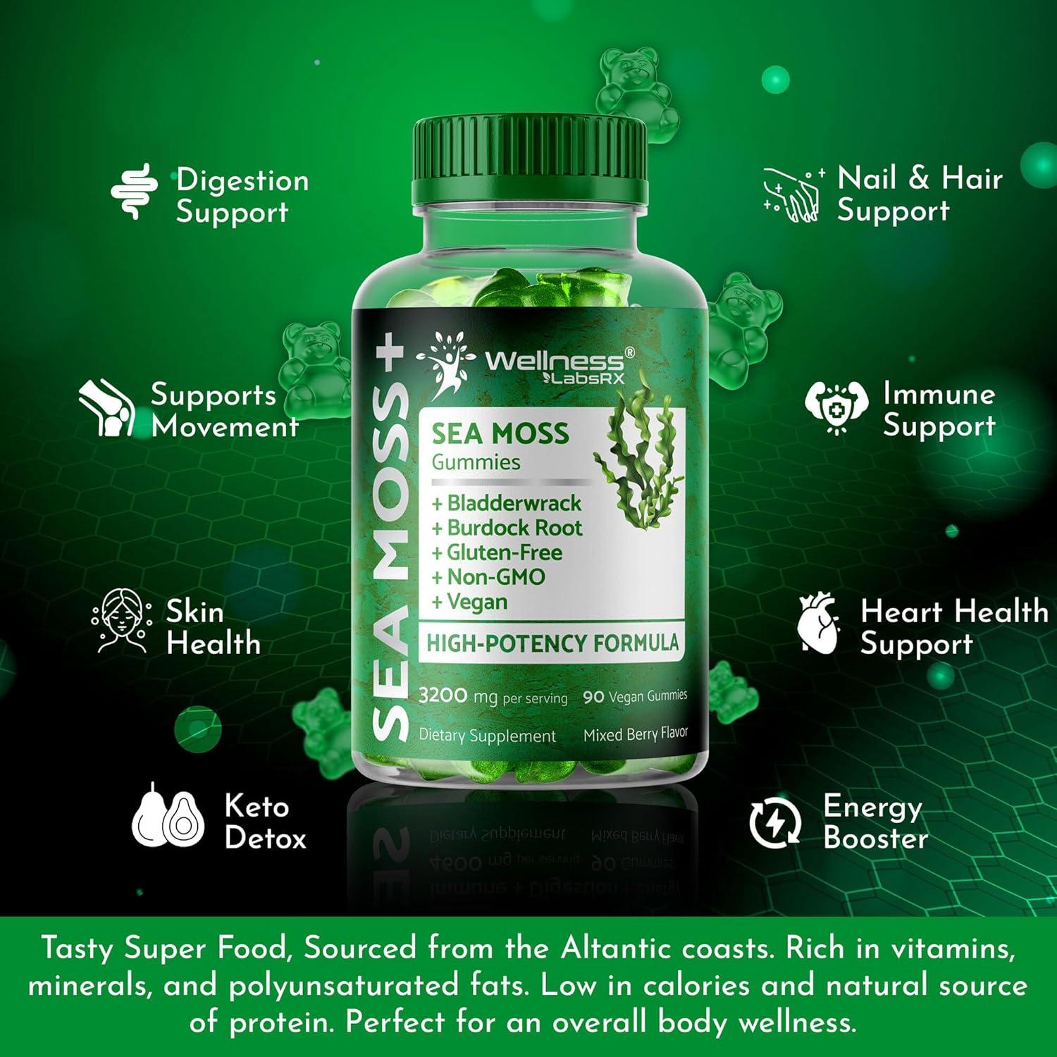 Gomitas de Musgo Marino WellnessLabsRx 3200mg 90 Unidades