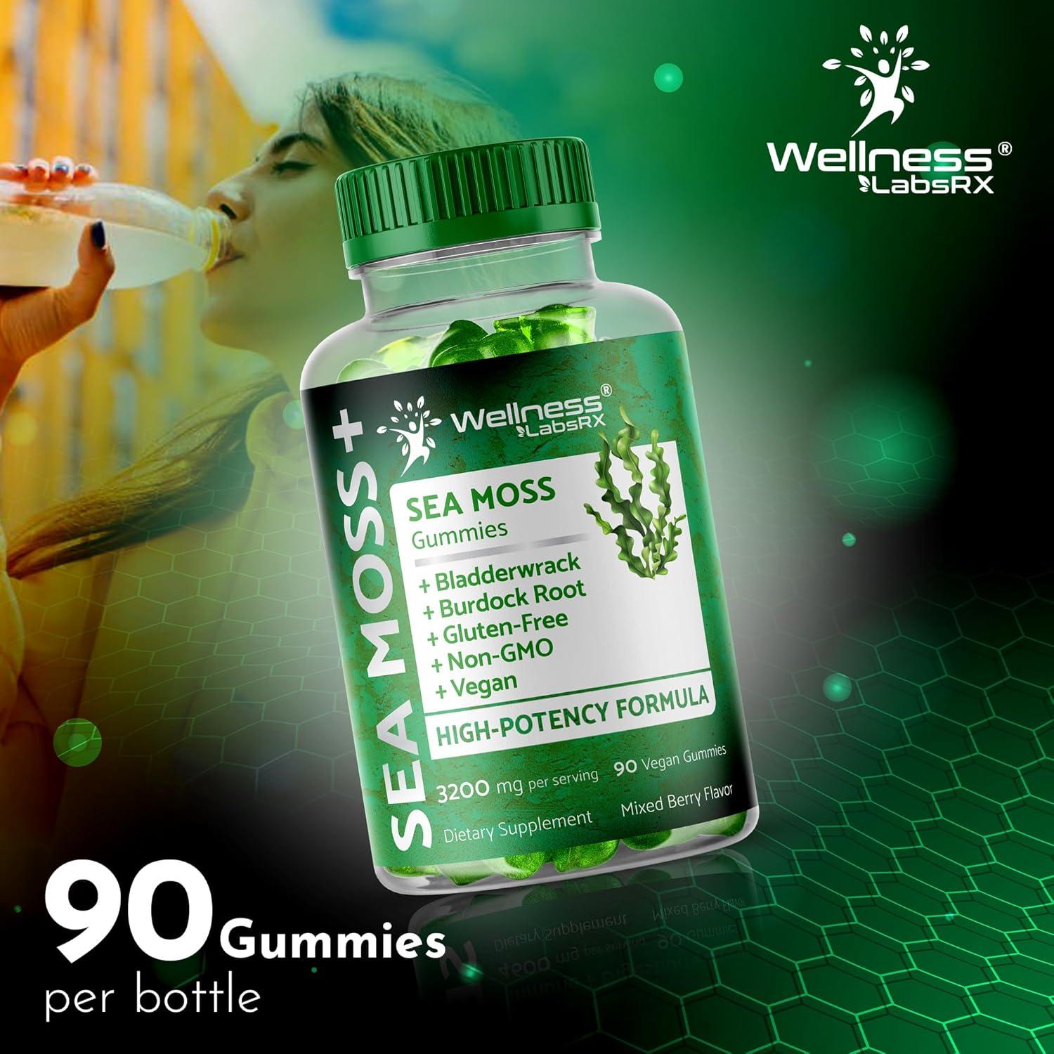 Gomitas de Musgo Marino WellnessLabsRx 3200mg 90 Unidades
