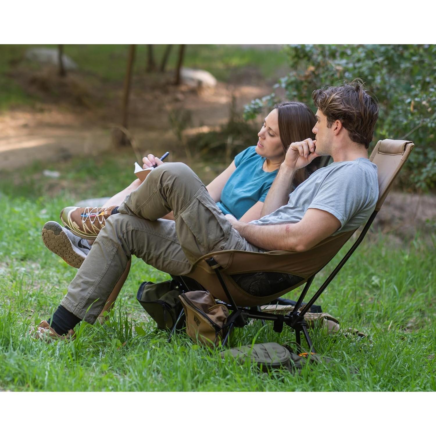 Silla de Camping MARCHWAY Plegable Respaldo Alto Caqui