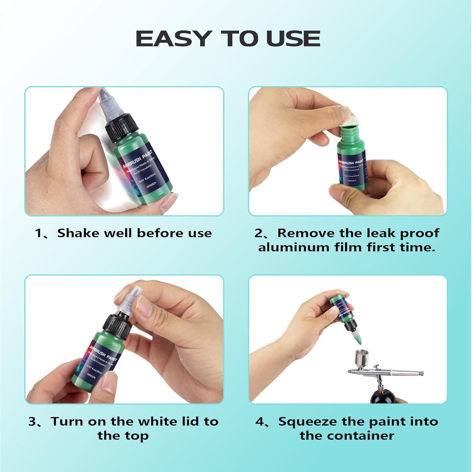 Set de Pintura Airbrush EKOHERR 12 Colores 20ml Listo para Usar