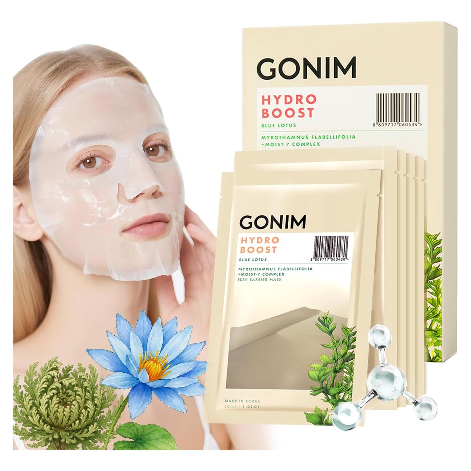 Mascarilla Facial GONIM Coreana Hidratante con Ácido Hialurónico 5pcs