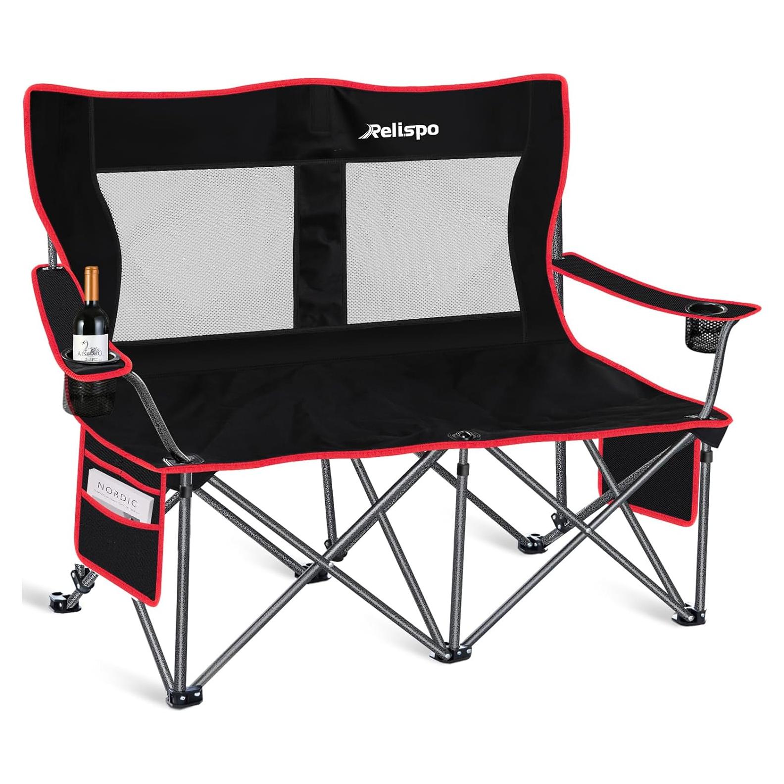 Silla de Camping Relispo Doble Plegable 317kg Rojo