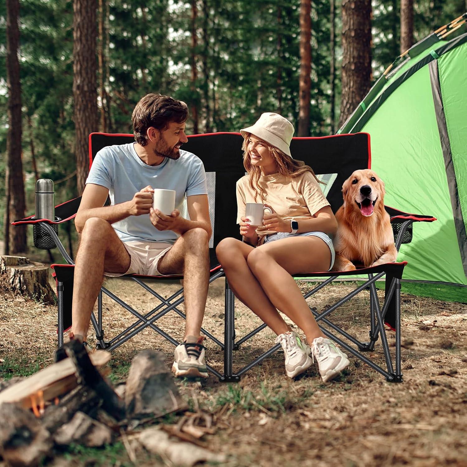 Silla de Camping Relispo Doble Plegable 317kg Rojo