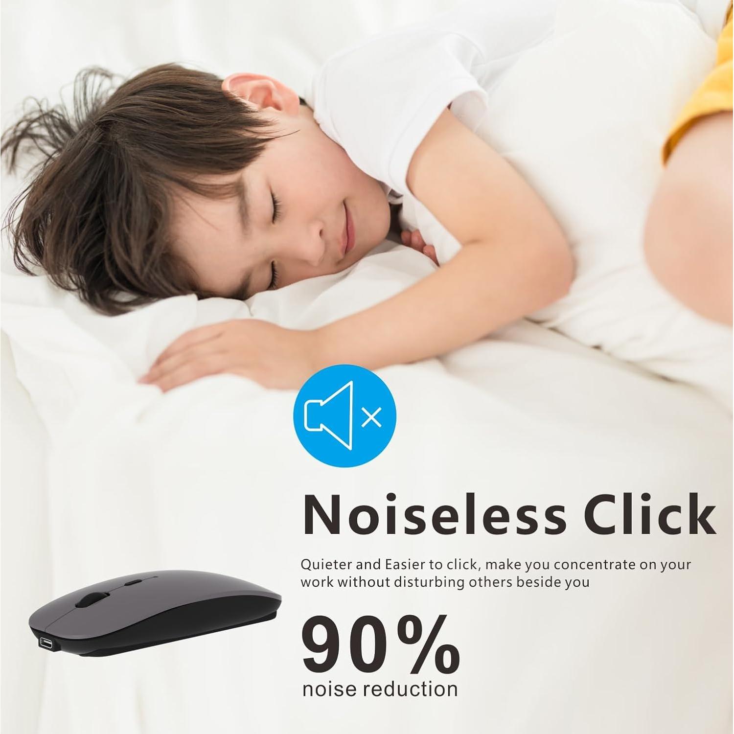 Ratón Inalámbrico Bluetooth HOTDREAM Gris Recargable 1600 DPI